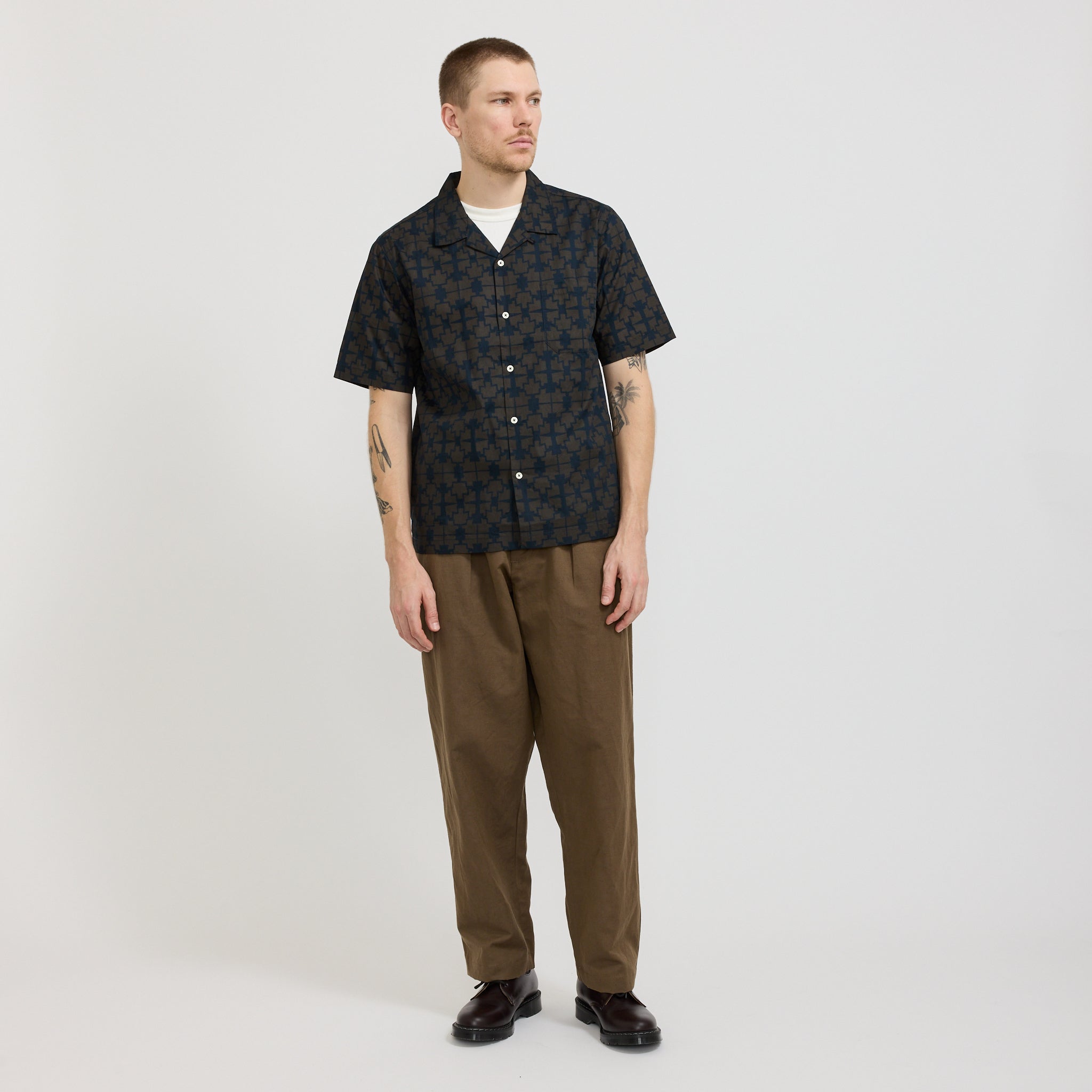 Road Shirt Mitla Print Cotton Navy