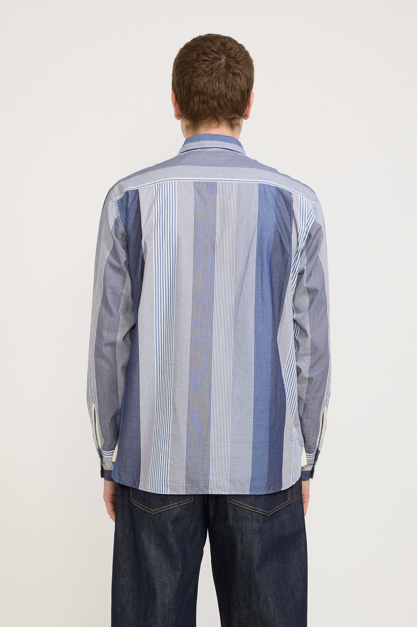 Universal Works | Square Pocket Shirt Blue Multi Stripe Cotton | Maplestore