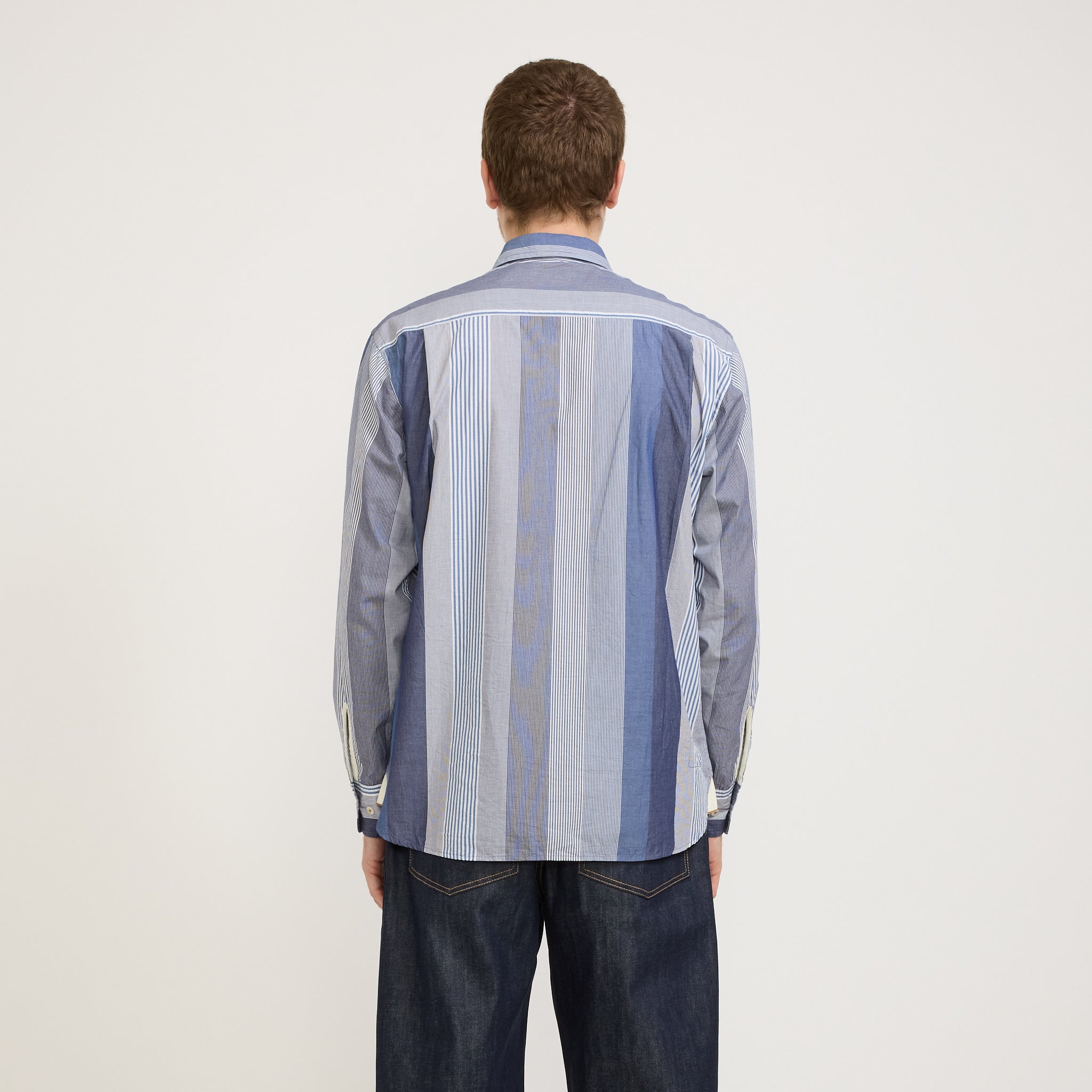 Universal Works | Square Pocket Shirt Blue Multi Stripe Cotton | Maplestore