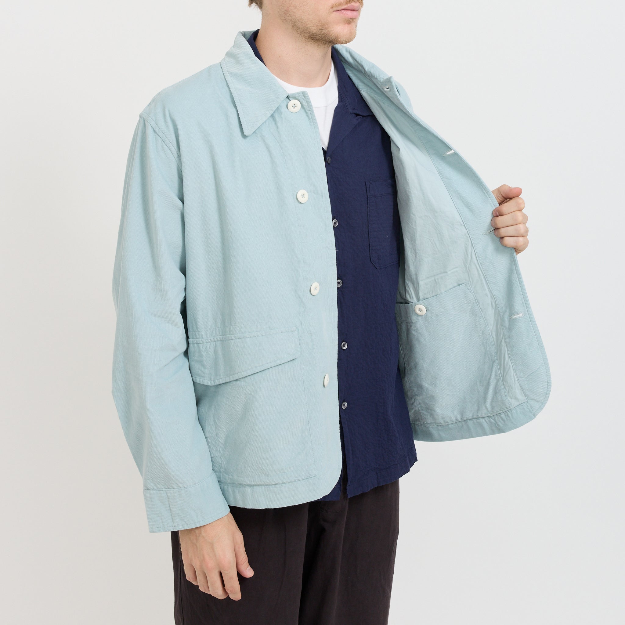 Universal Works | Duty Jacket Aqua Fine Cord | Maplestore