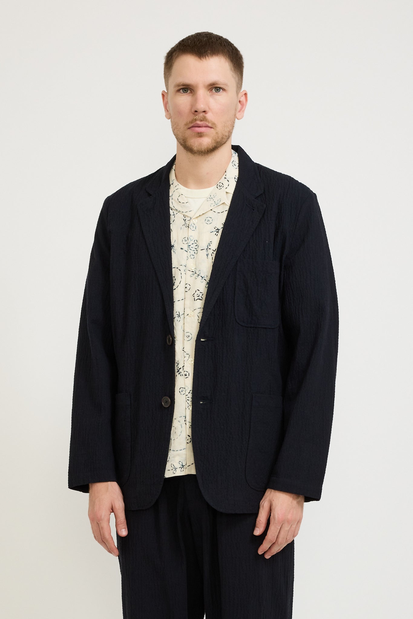 Two Button Jacket Ospina Cotton Dark Navy
