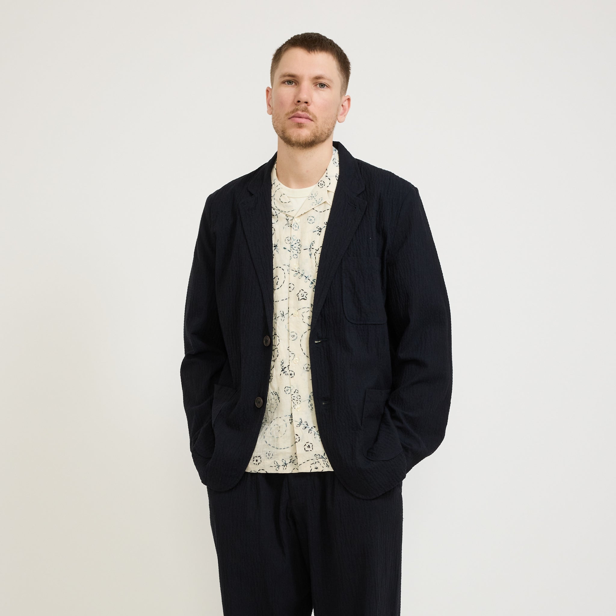 Two Button Jacket Ospina Cotton Dark Navy