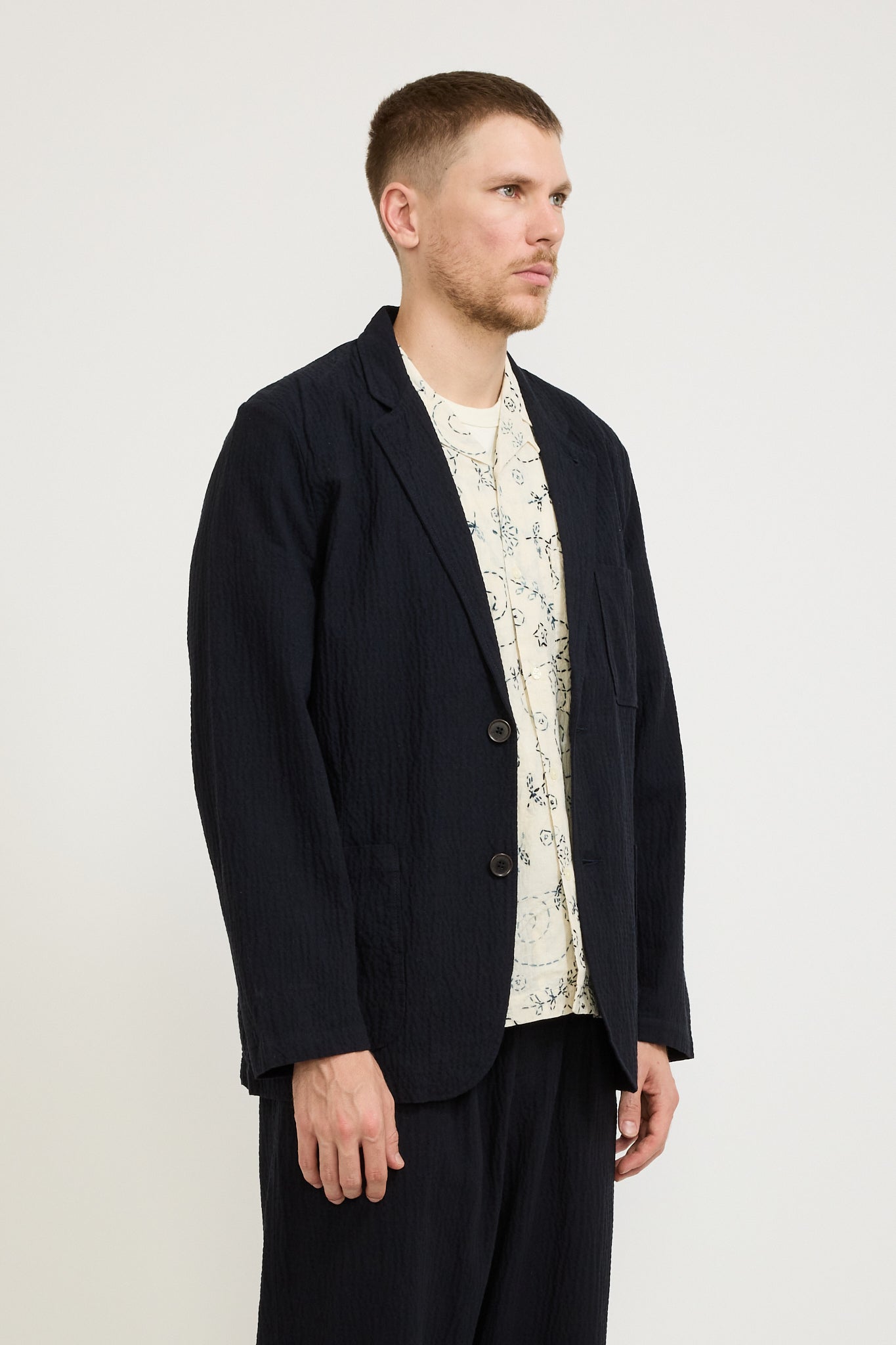 Two Button Jacket Ospina Cotton Dark Navy