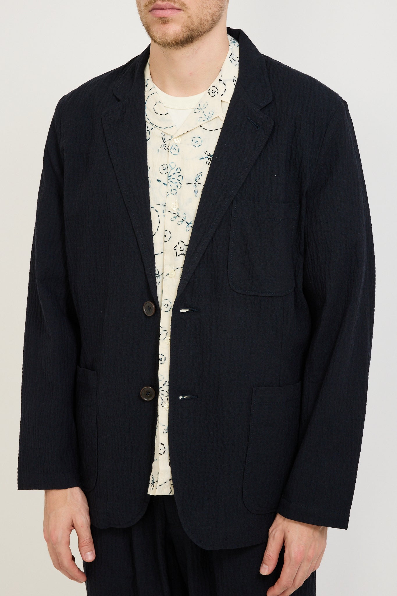 Two Button Jacket Ospina Cotton Dark Navy