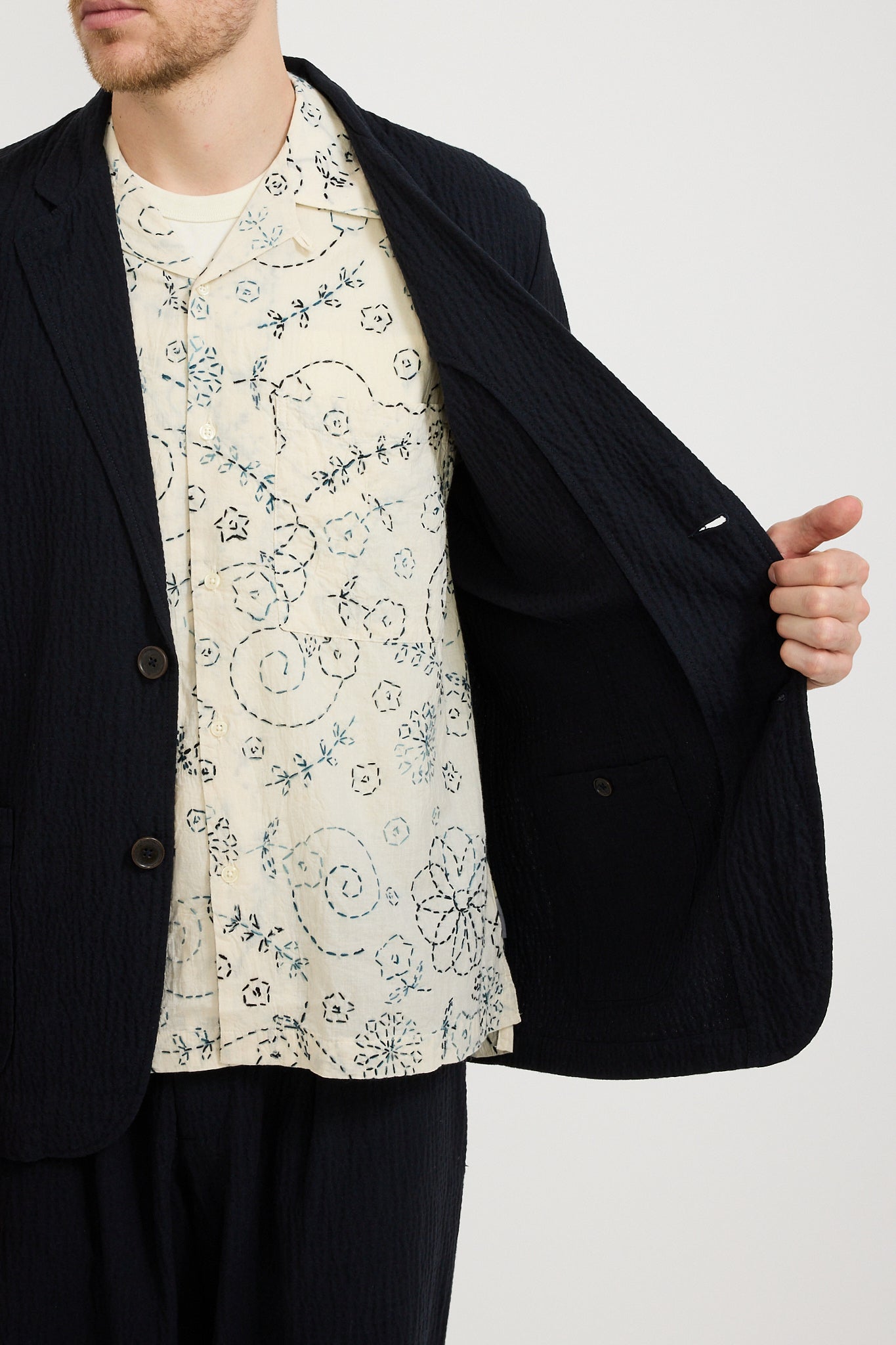 Two Button Jacket Ospina Cotton Dark Navy