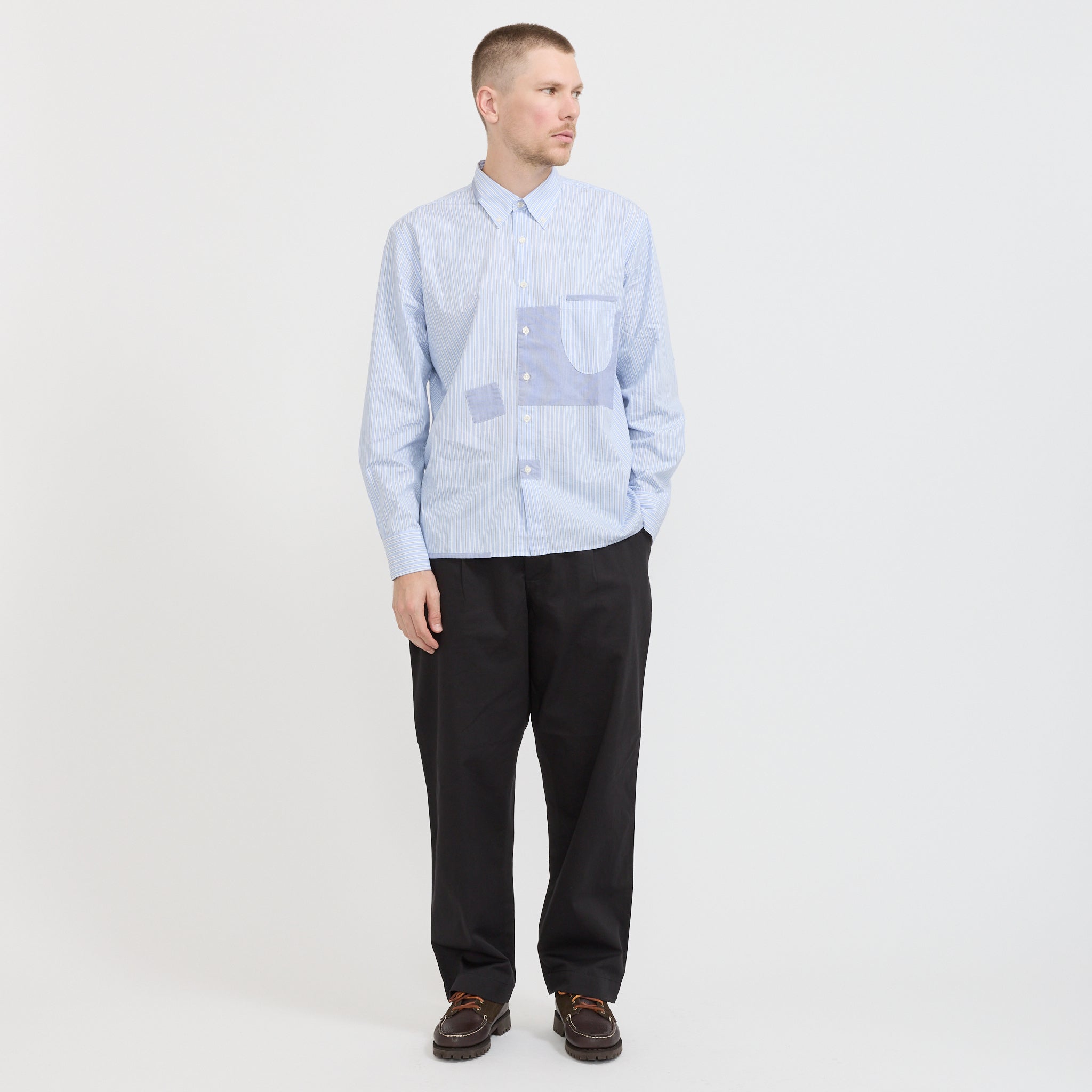 Patched Lazy Day Shirt Office Stripe Blue