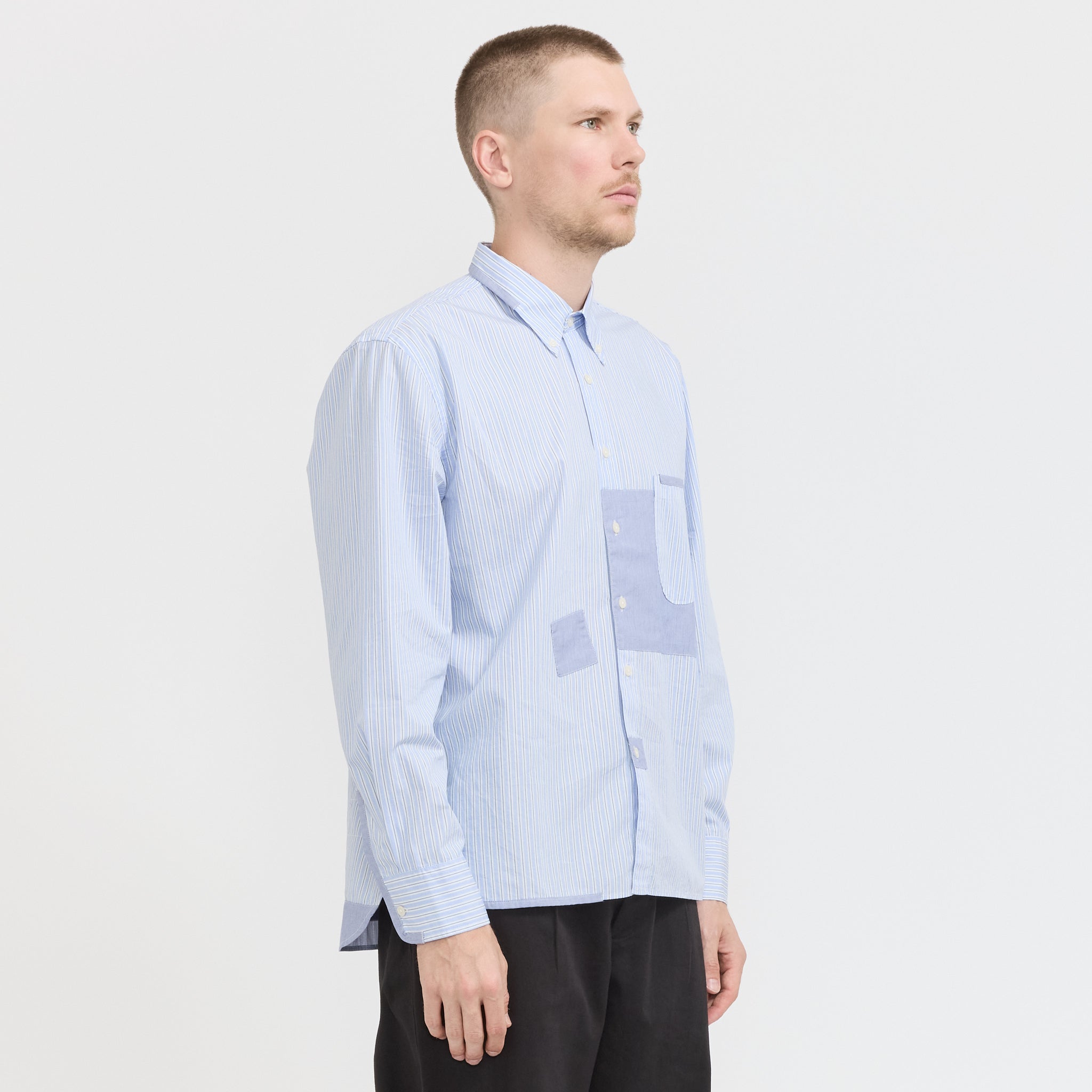 Patched Lazy Day Shirt Office Stripe Blue