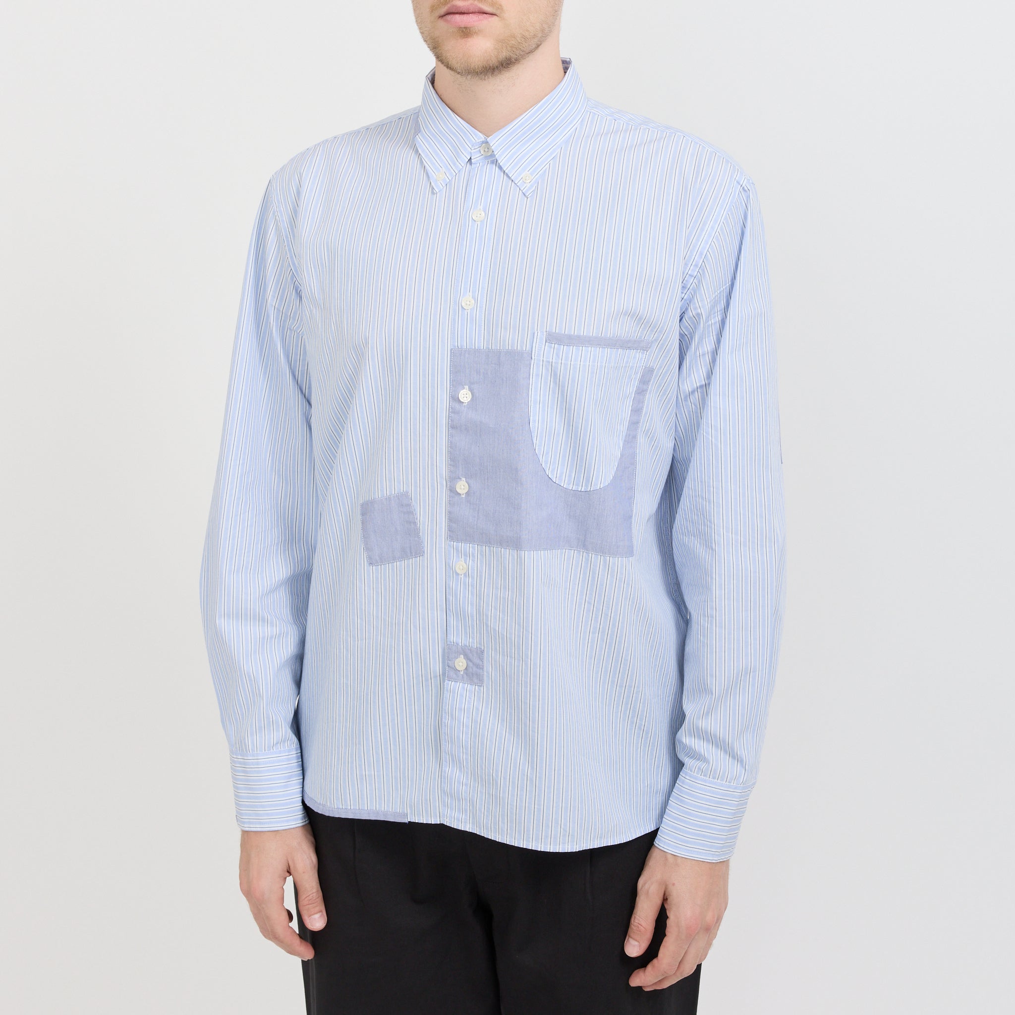 Patched Lazy Day Shirt Office Stripe Blue