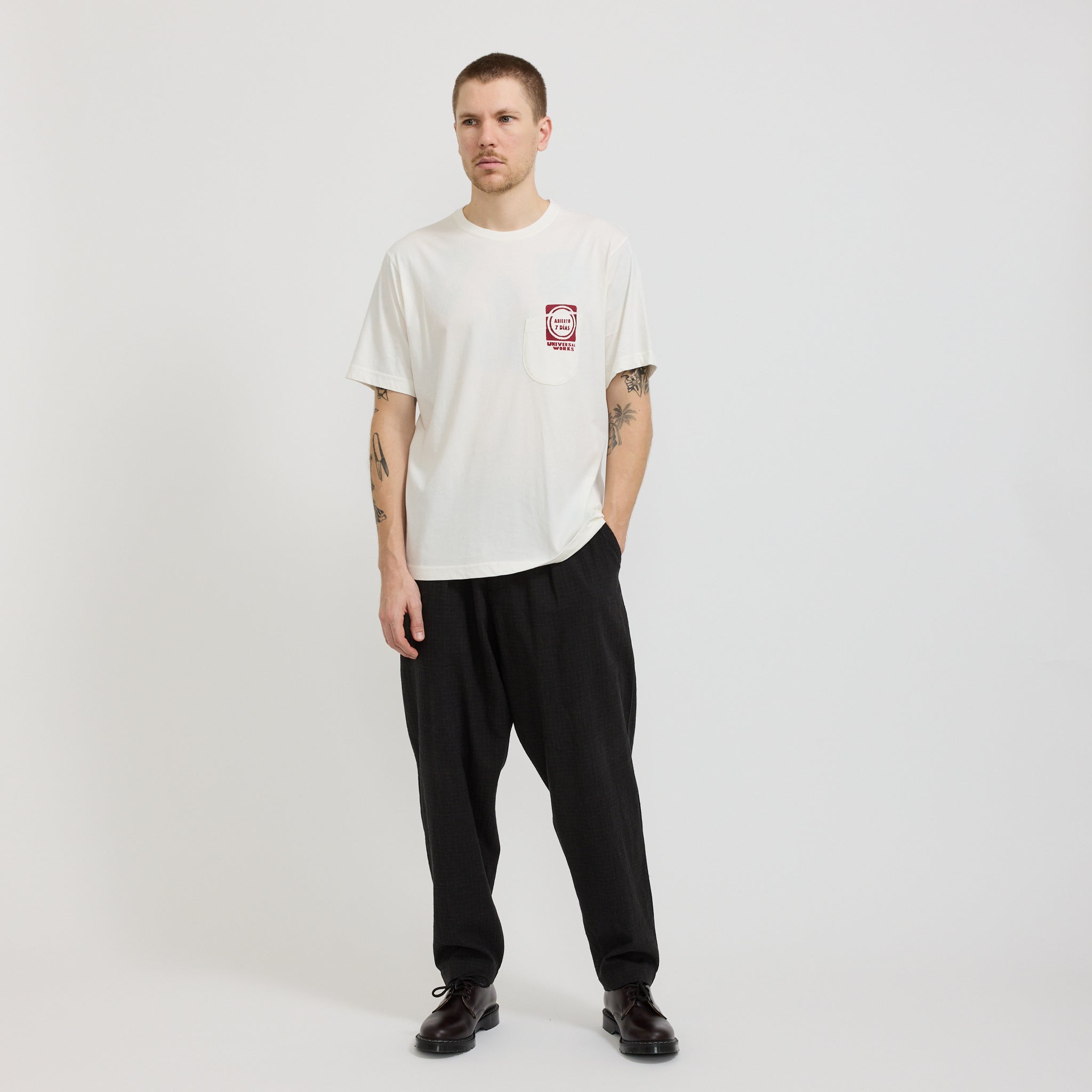 Pleated Track Pant Fine Linen Mix Charcoal