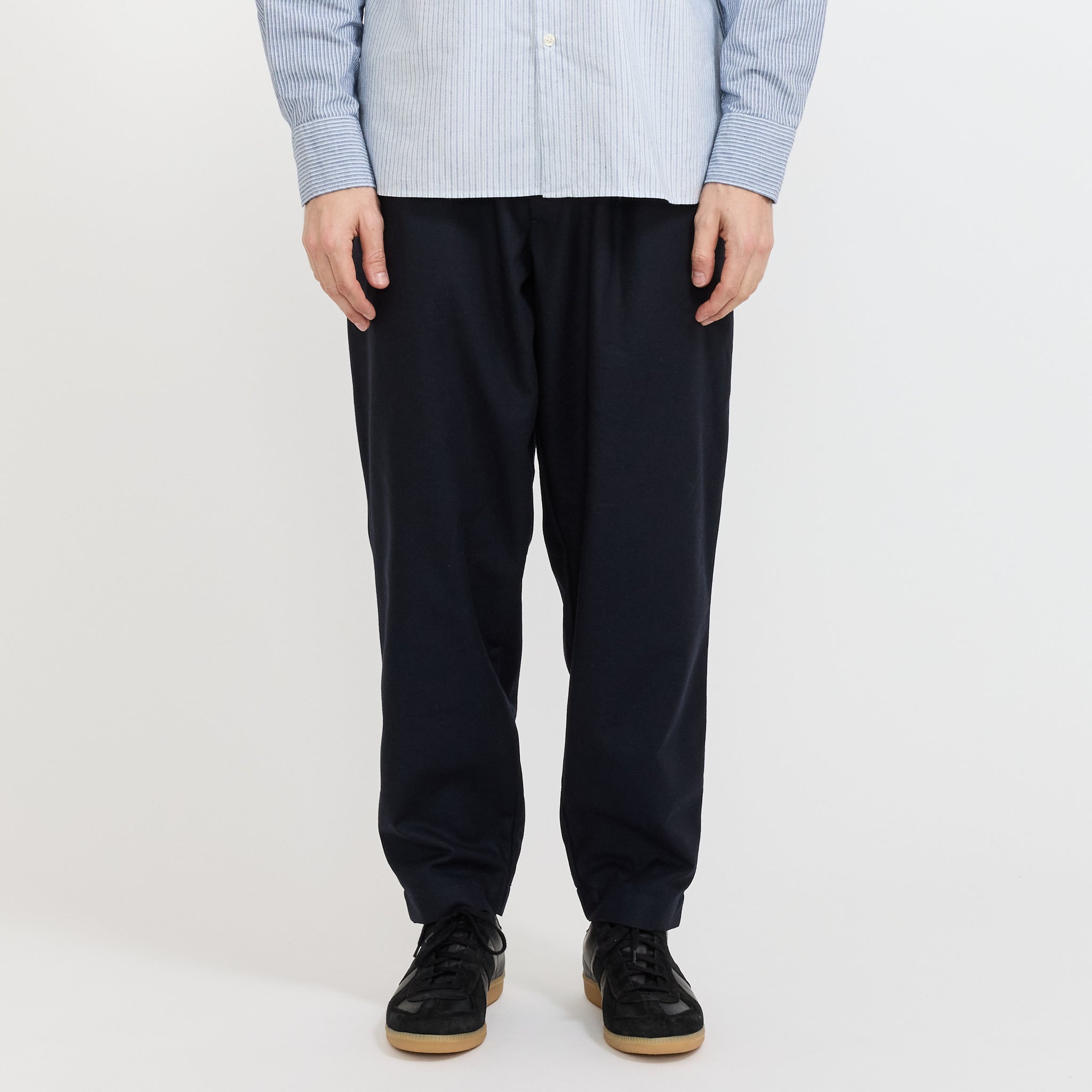 Pleated Track Pant Navy Tweed