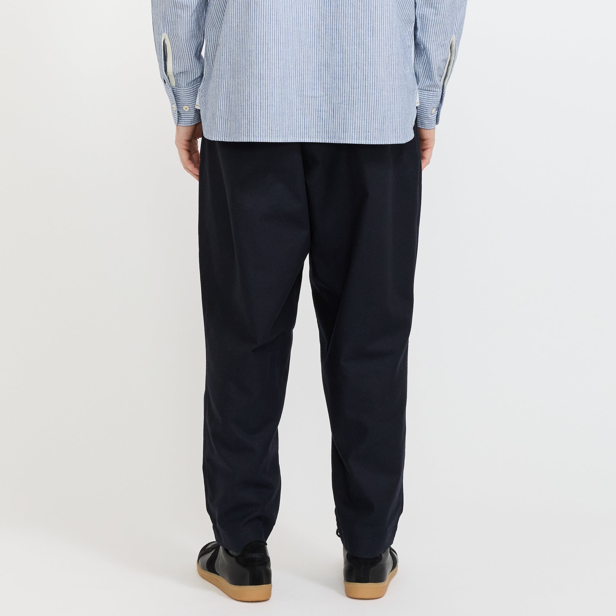 Pleated Track Pant Navy Tweed