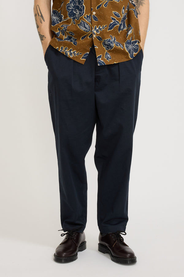 Universal Works Pleated Track Pant Twill Navy | Maplestore