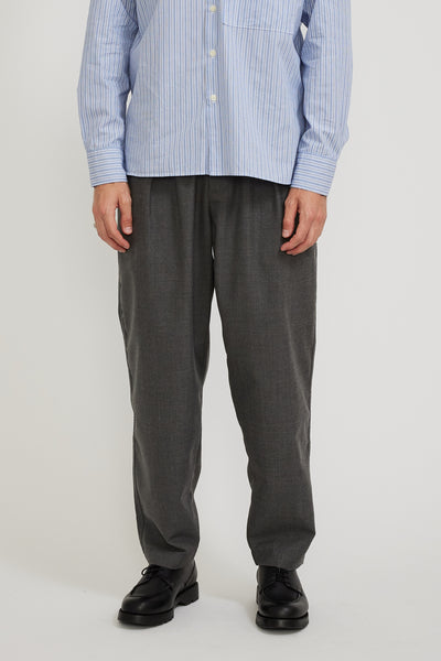 Universal Works | Pleated Track Pant Grey Marl Tropical Suiting | Maplestore