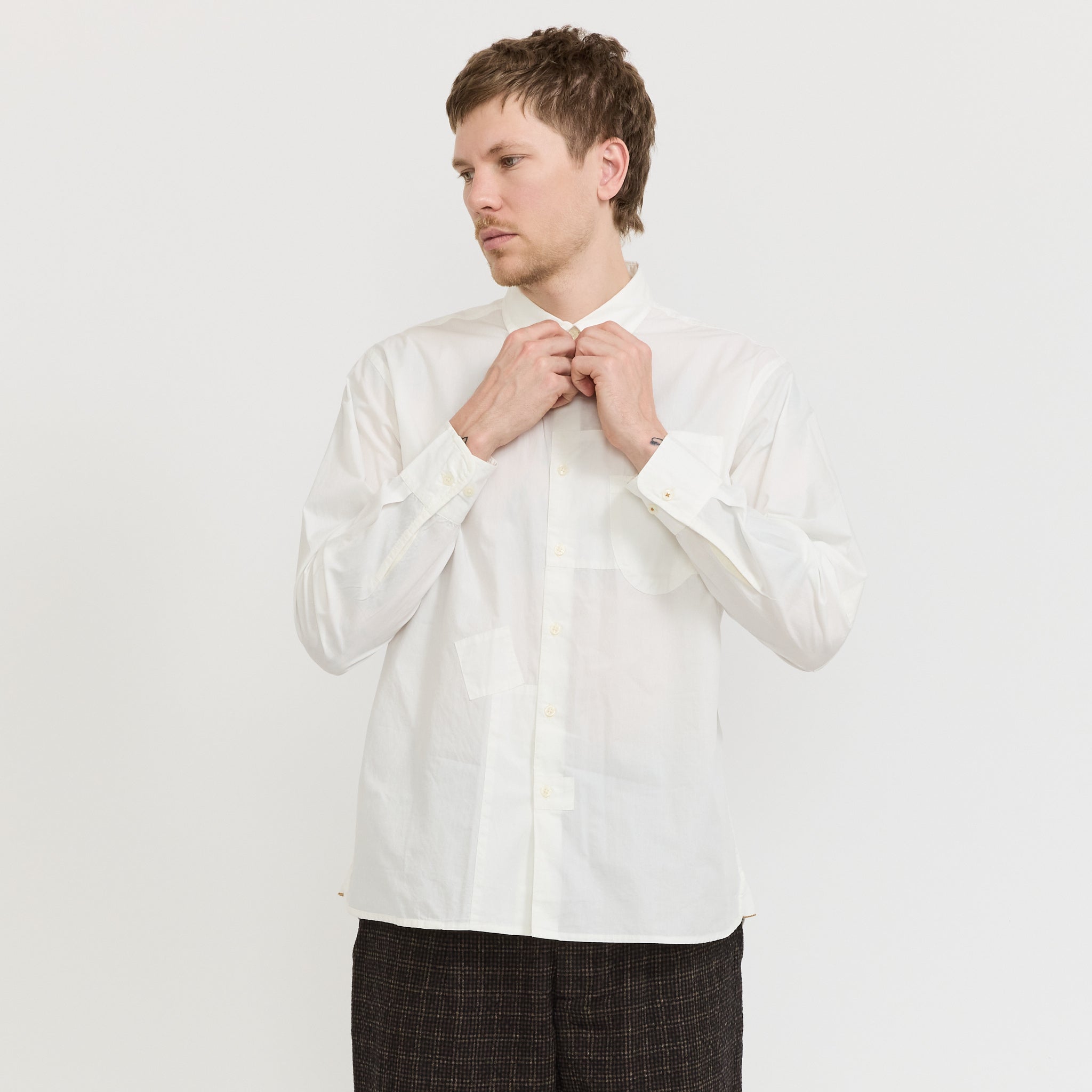 Patched Lazy Day Shirt Poplin White