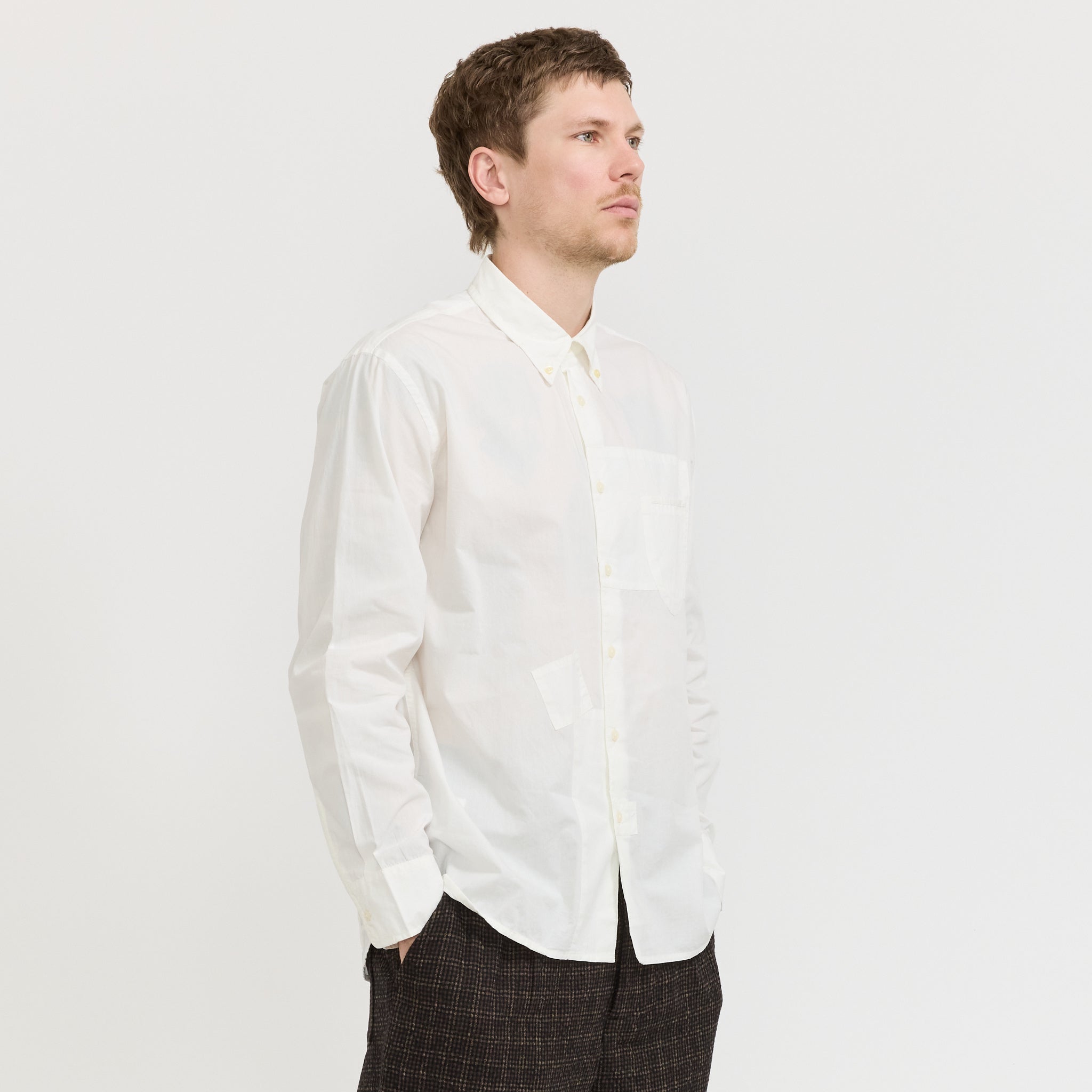 Patched Lazy Day Shirt Poplin White