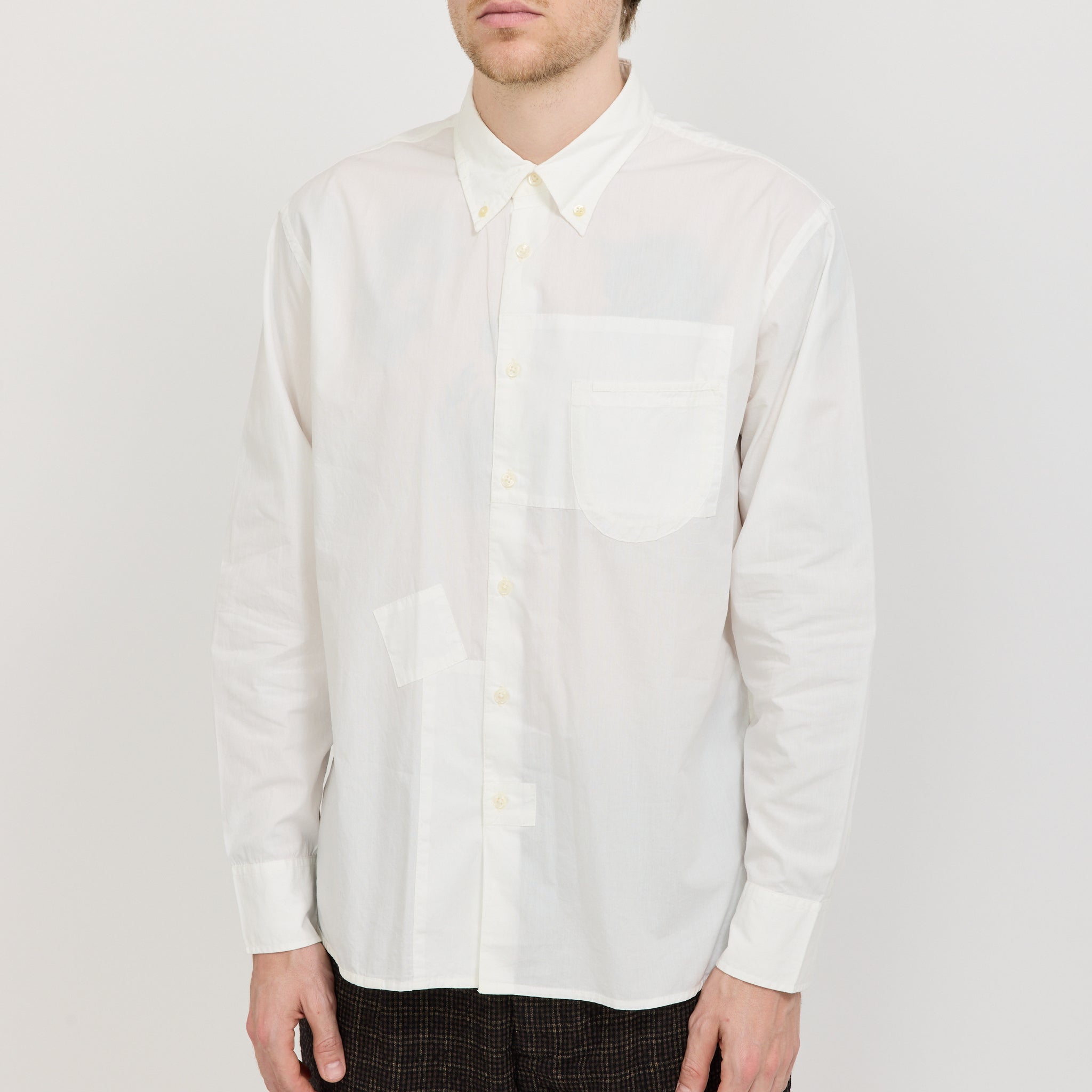 Patched Lazy Day Shirt Poplin White