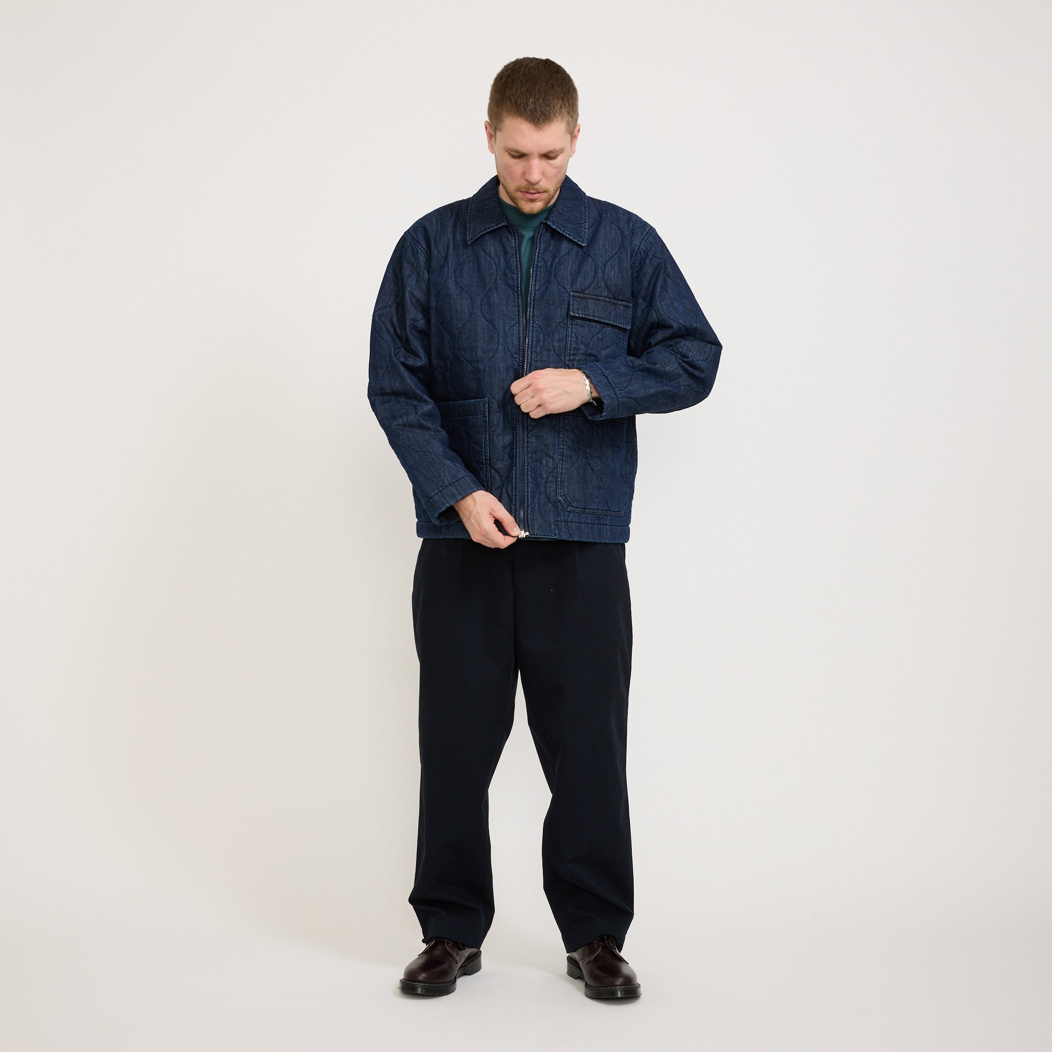 Universal Works | Gower Jacket Quilt Denim Indigo | Maplestore