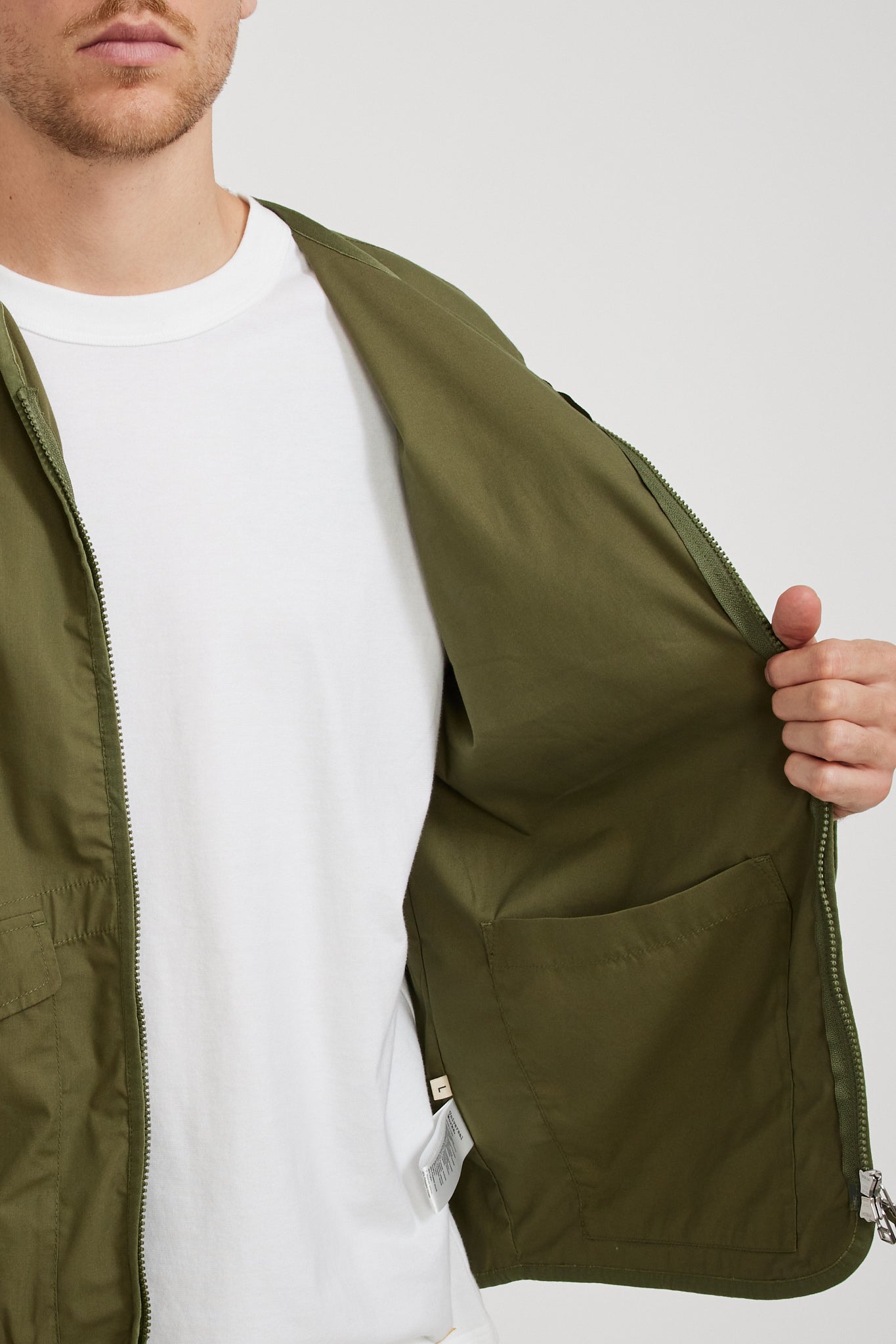 Universal Works | Parachute Liner Jacket Olive Recycled Poly Tech | Maplestore