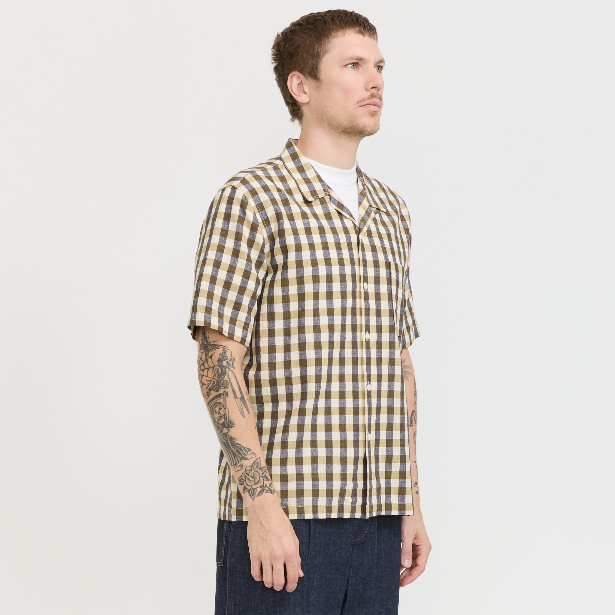 Universal Works | Road Shirt Aberdeen Lincot Olive | Maplestore