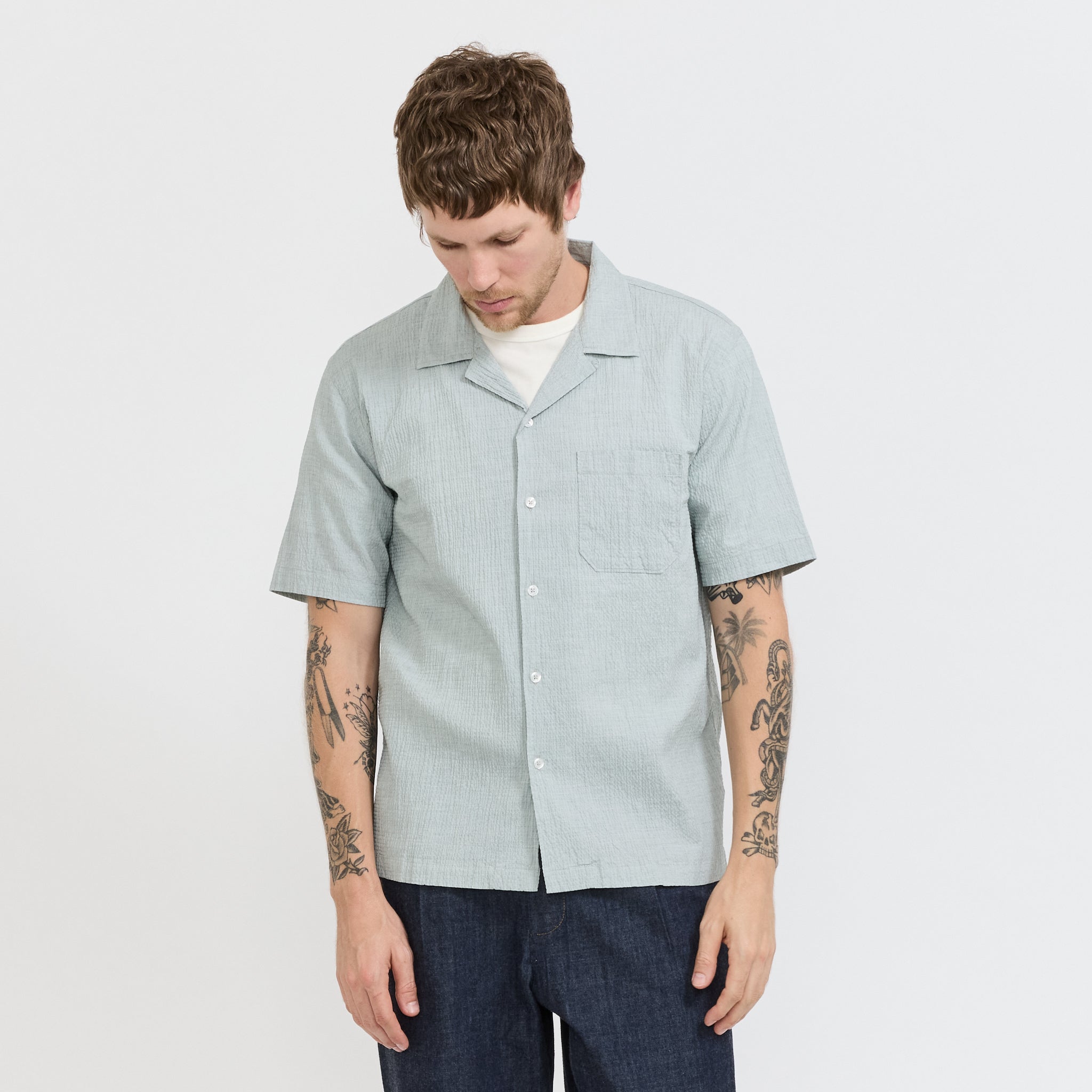 Road Shirt Seersucker Green