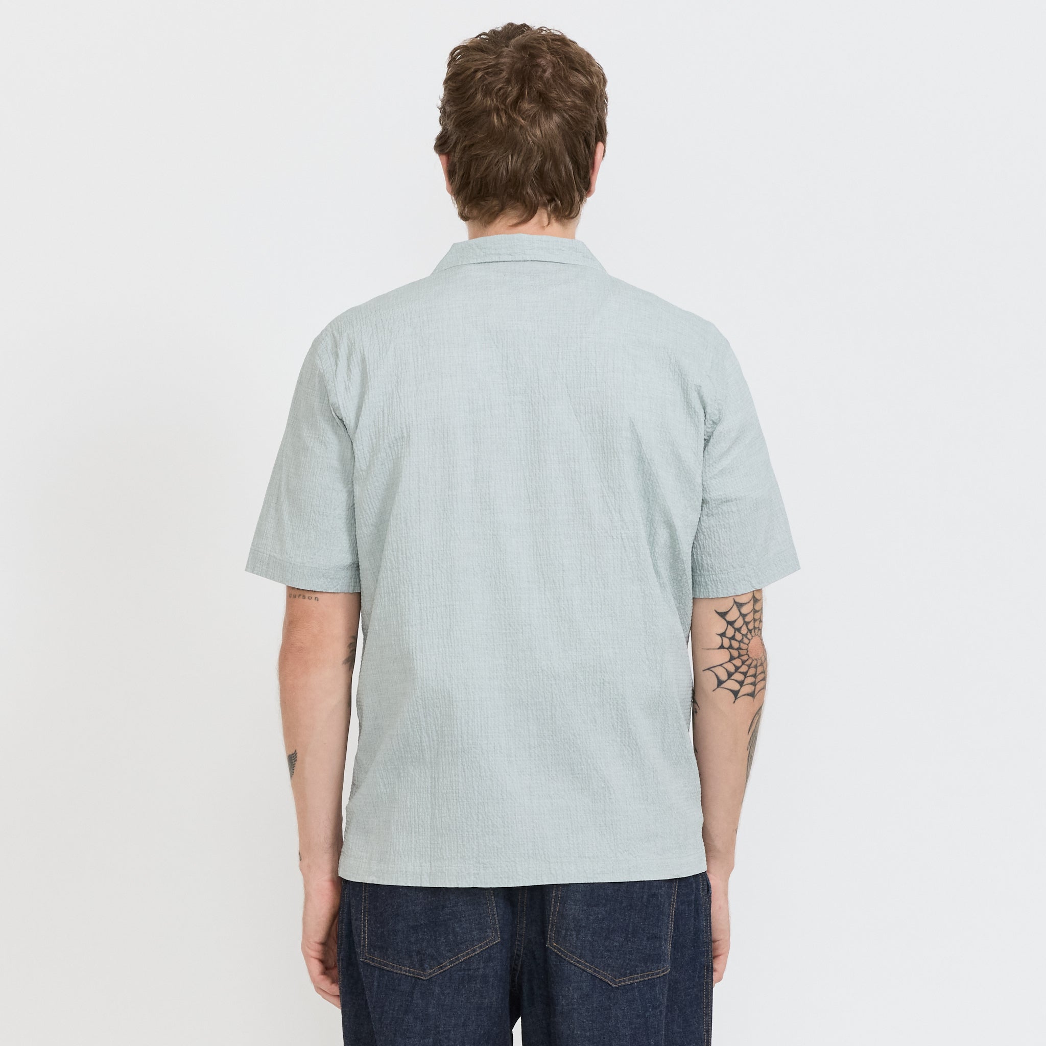Universal Works | Road Shirt Seersucker Green | Maplestore