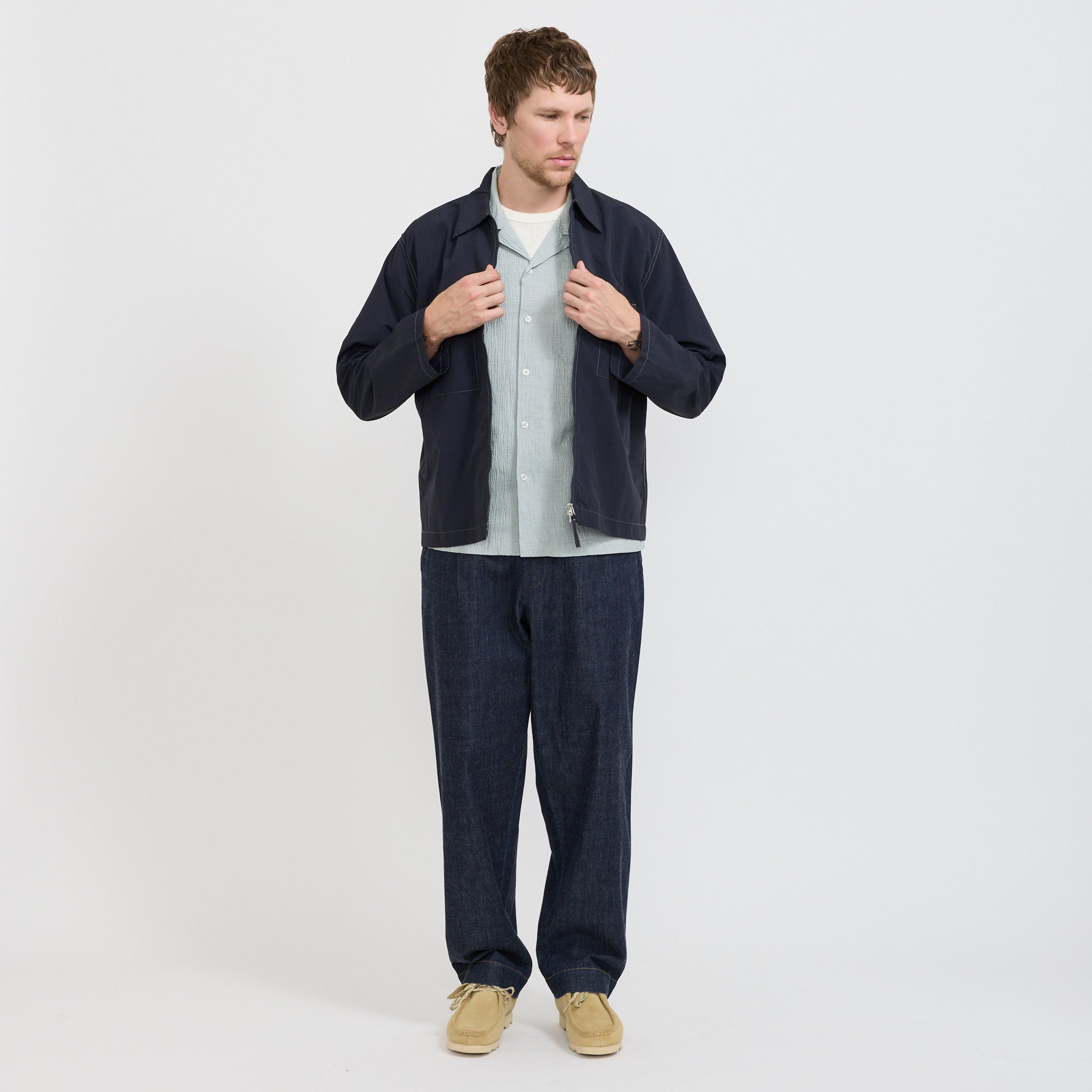 Universal Works | Zip Too Shirt Navy | Maplestore