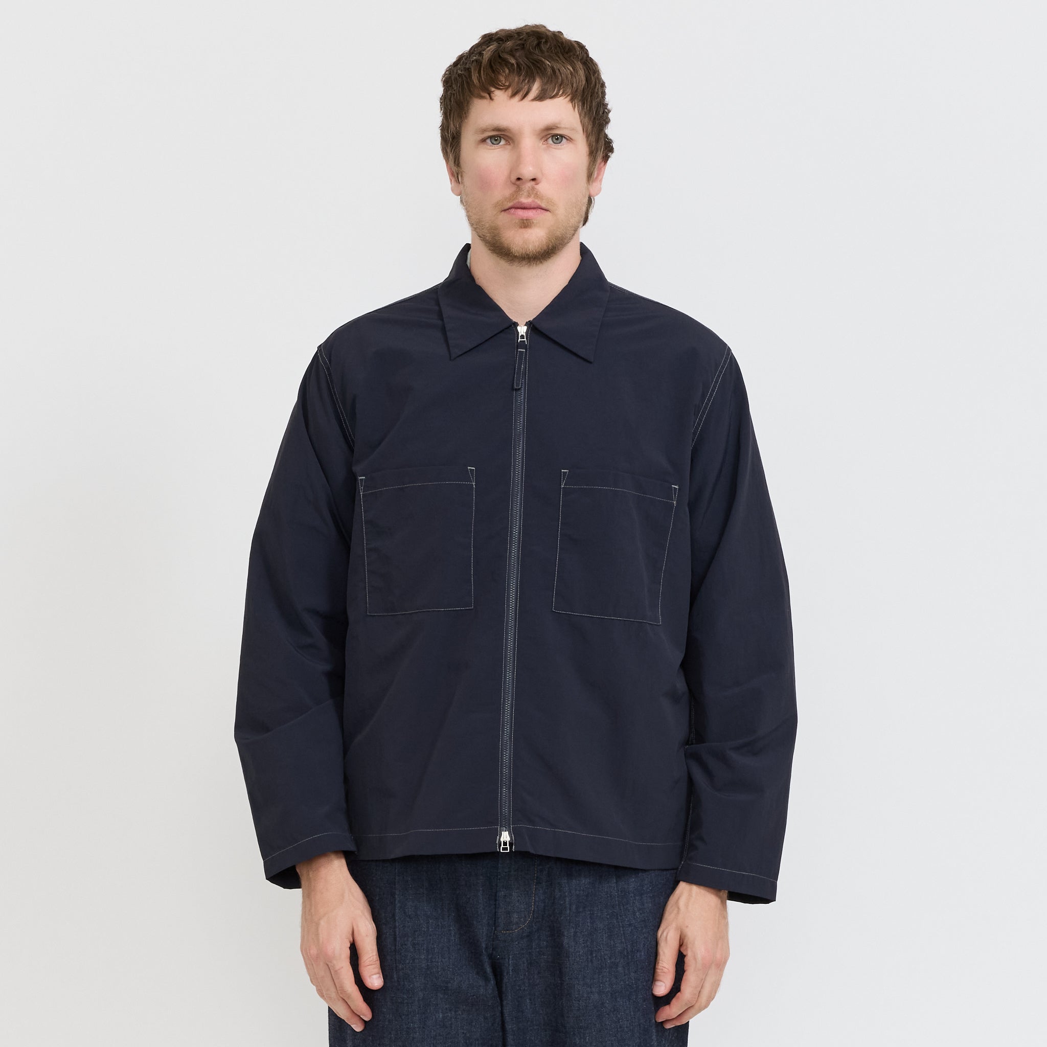Universal Works | Zip Too Shirt Navy | Maplestore