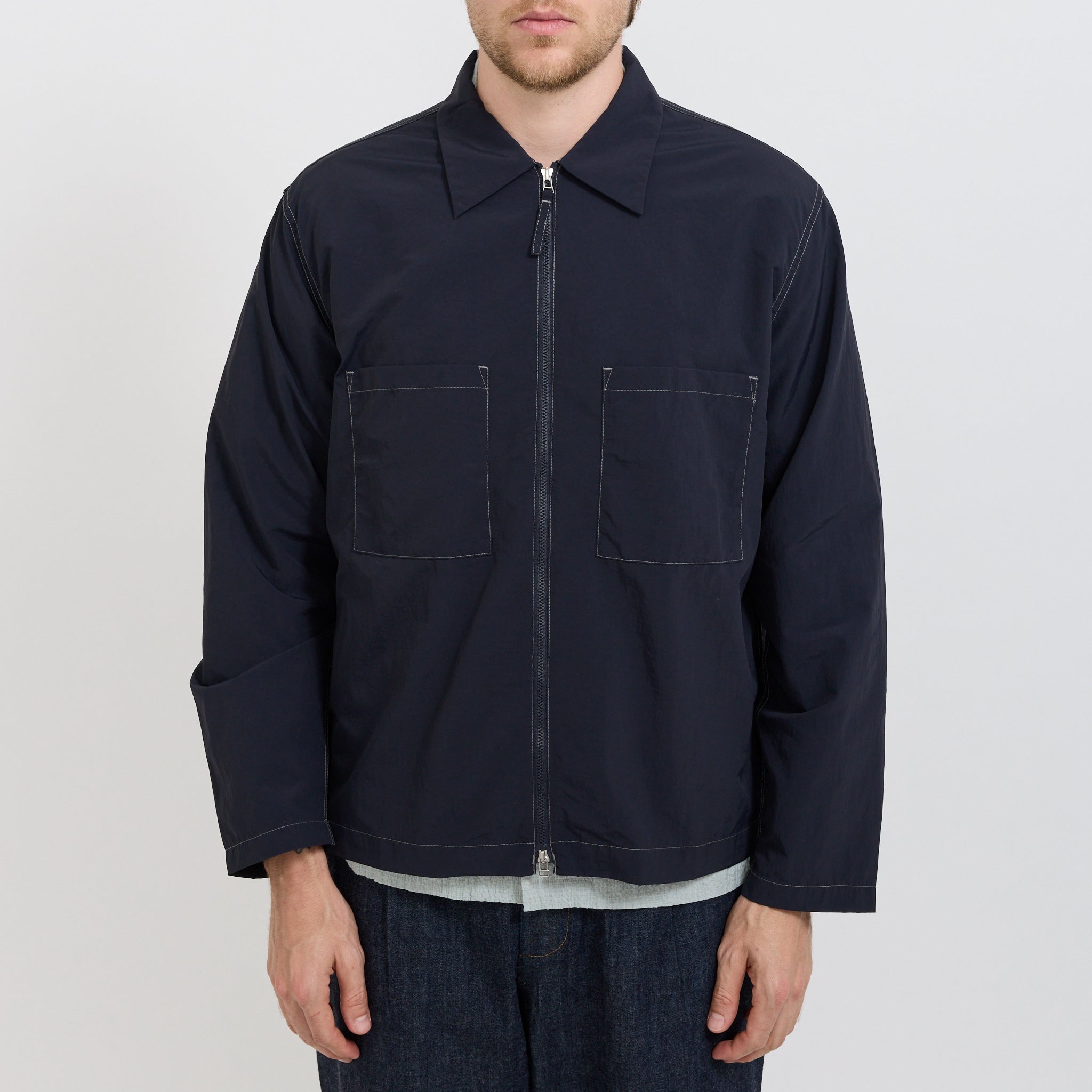 Universal Works | Zip Too Shirt Navy | Maplestore