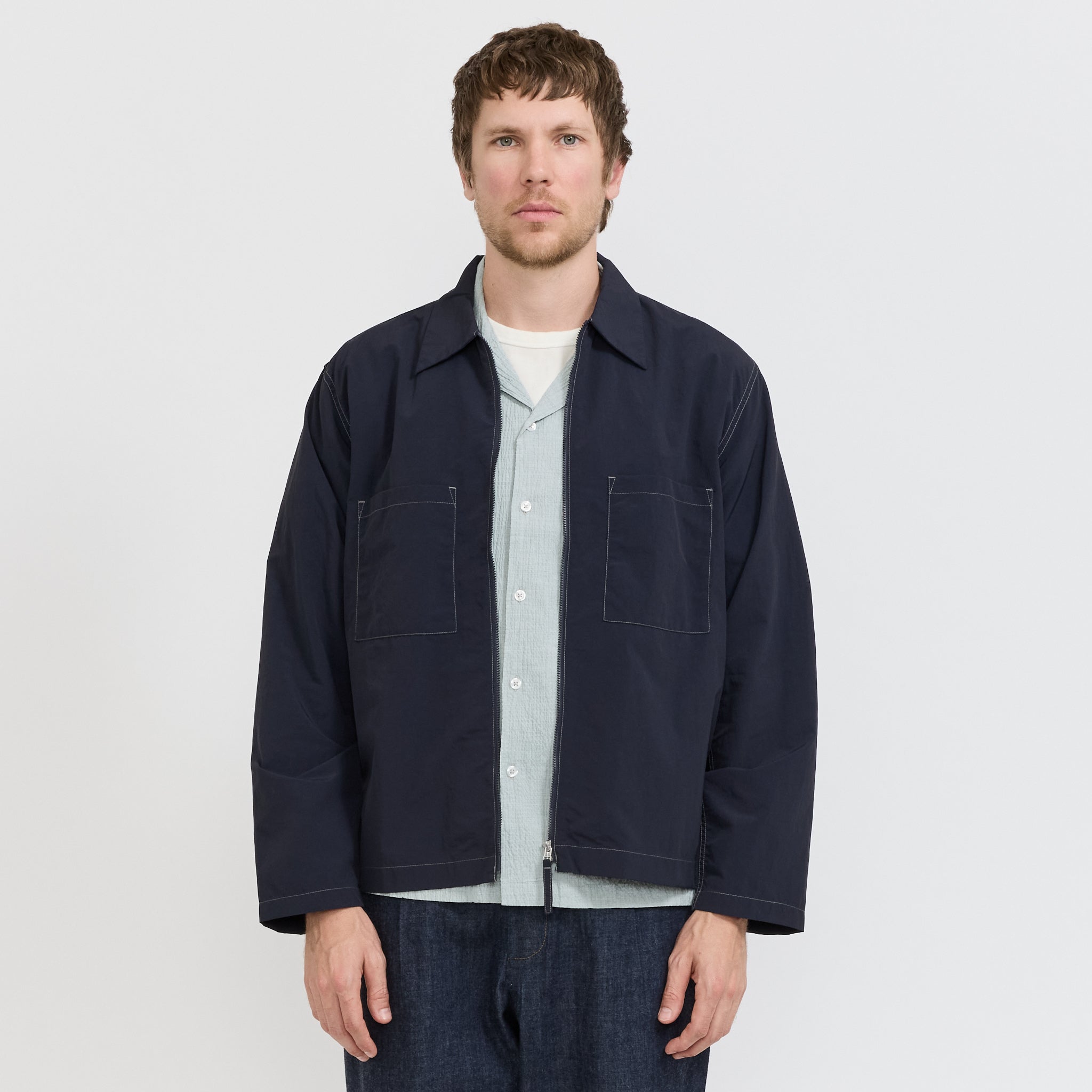 Universal Works | Zip Too Shirt Navy | Maplestore