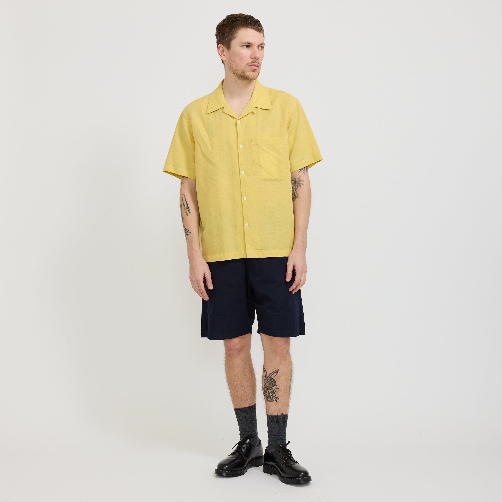 Simple Short Military Cotton Navy