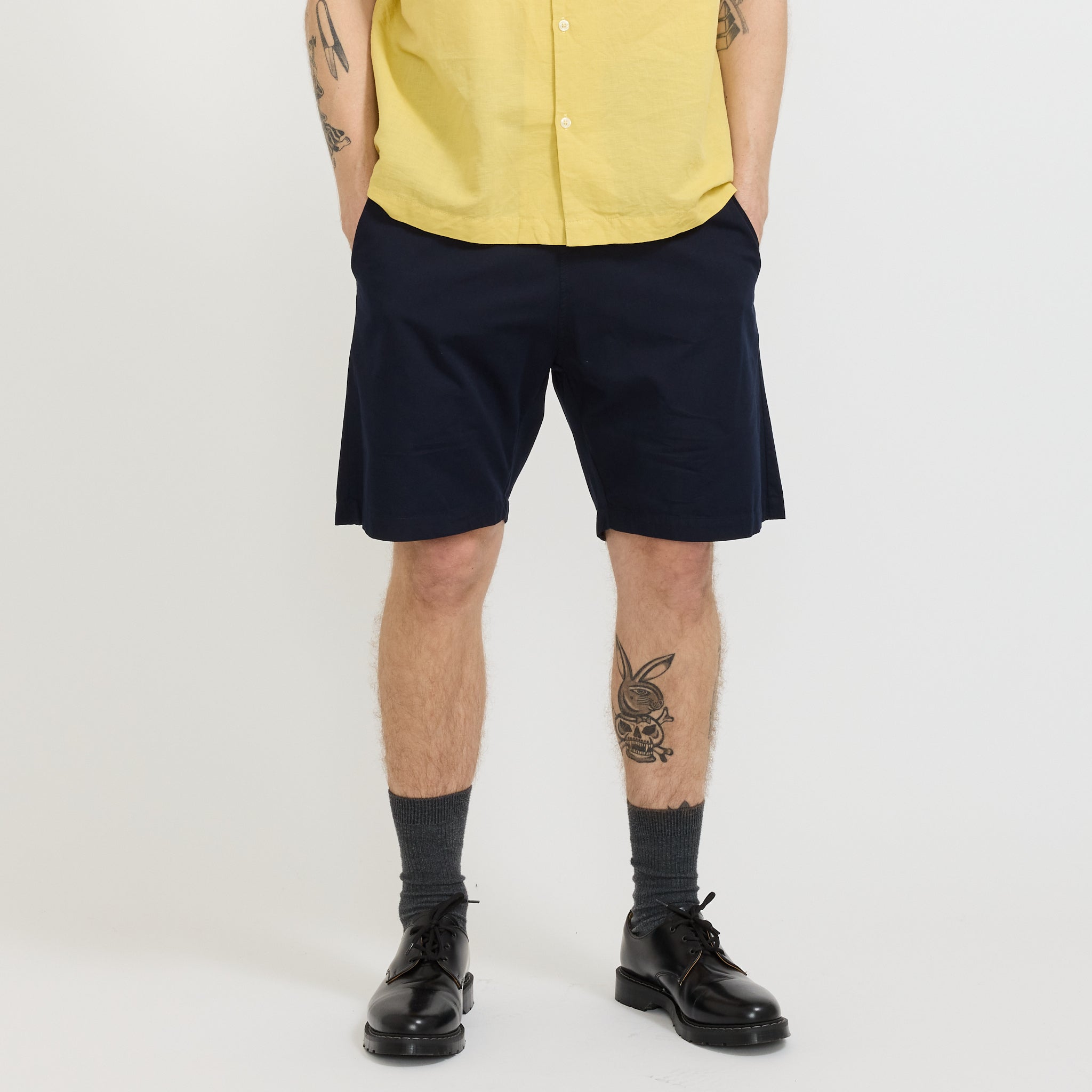 Simple Short Military Cotton Navy