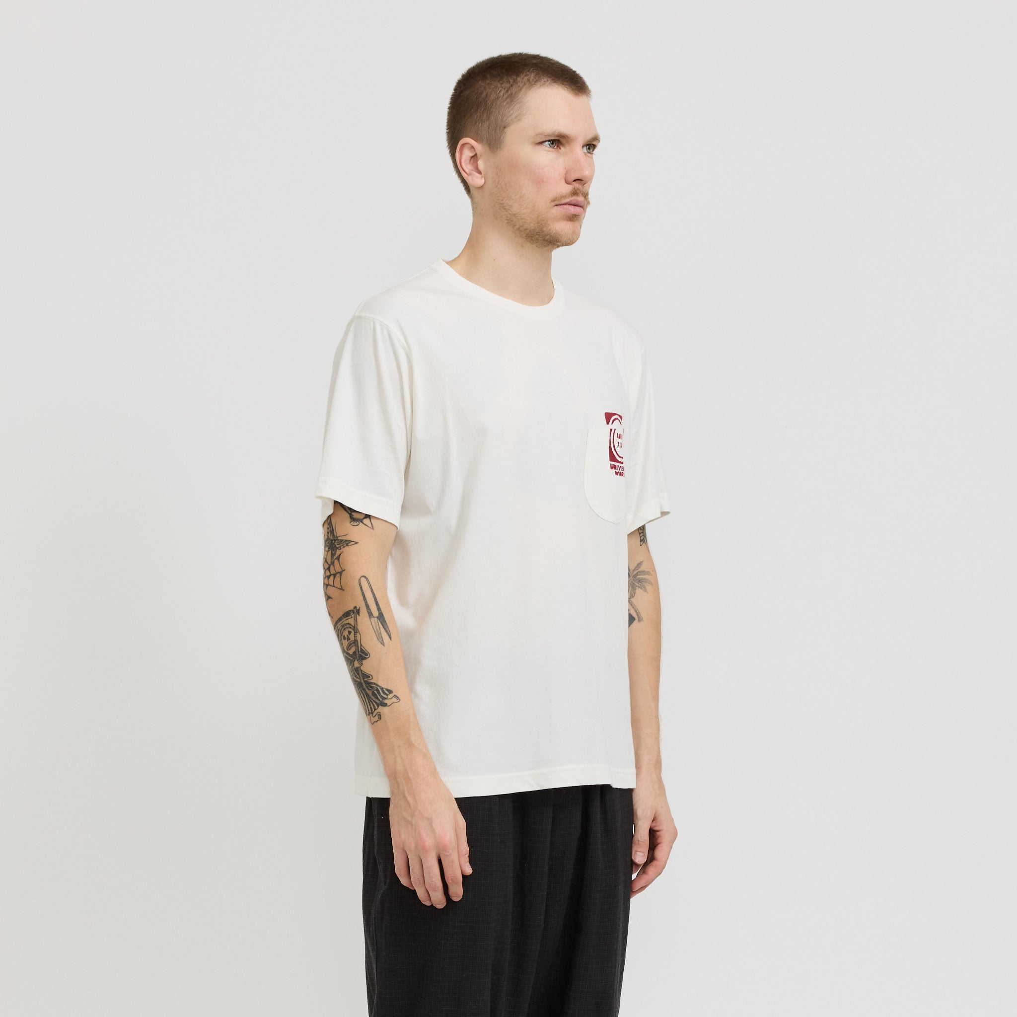 Print Pocket Tee Single Jersey Ecru/Red