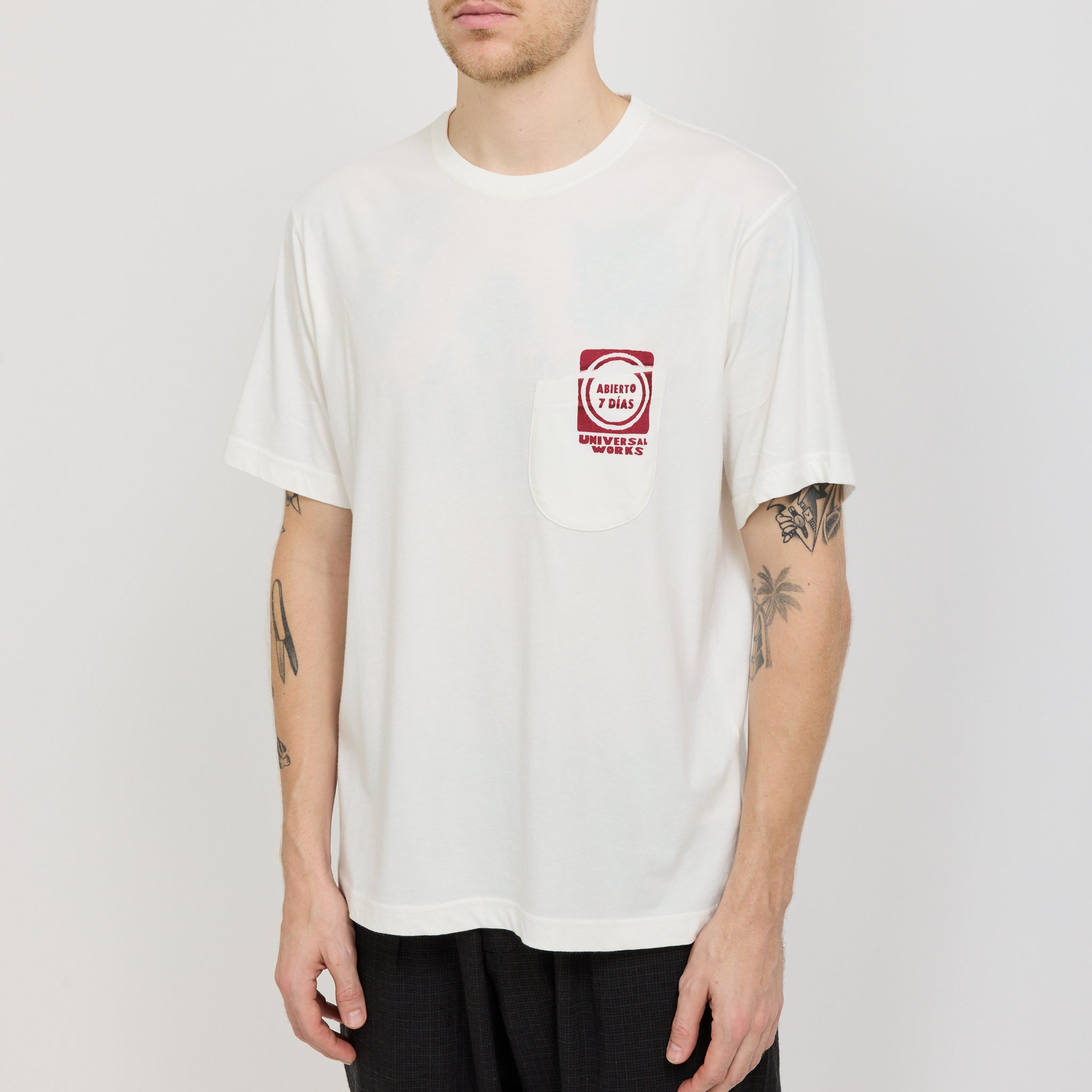 Print Pocket Tee Single Jersey Ecru/Red
