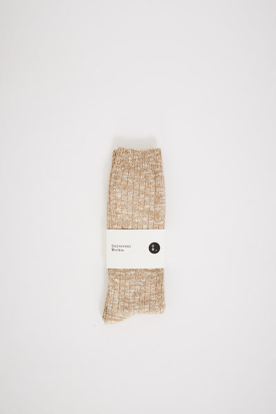 Universal Works | Slub Knit Sock Dark Sand | Maplestore