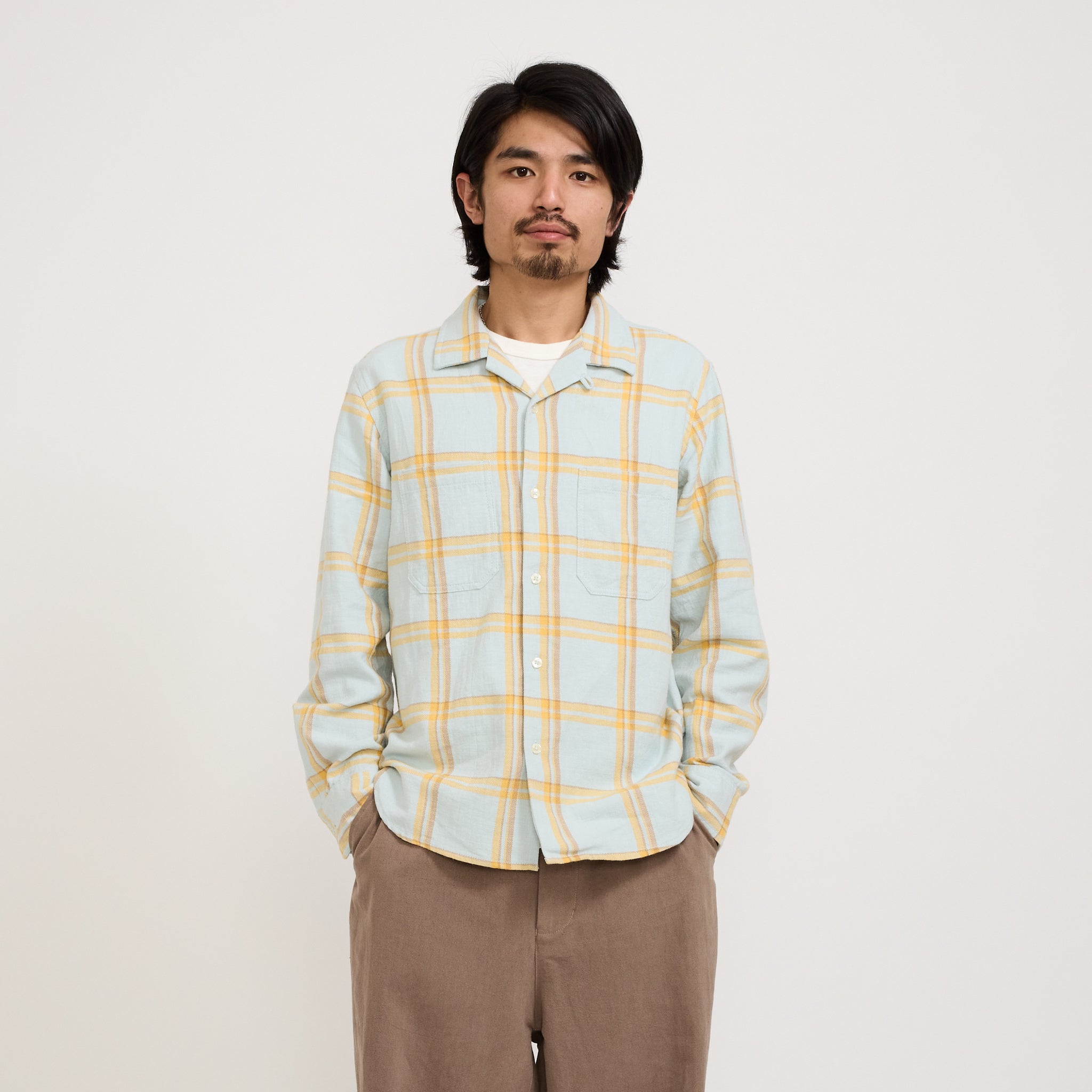 Universal Works | Work Shirt Slub Twill Check Blue | Maplestore