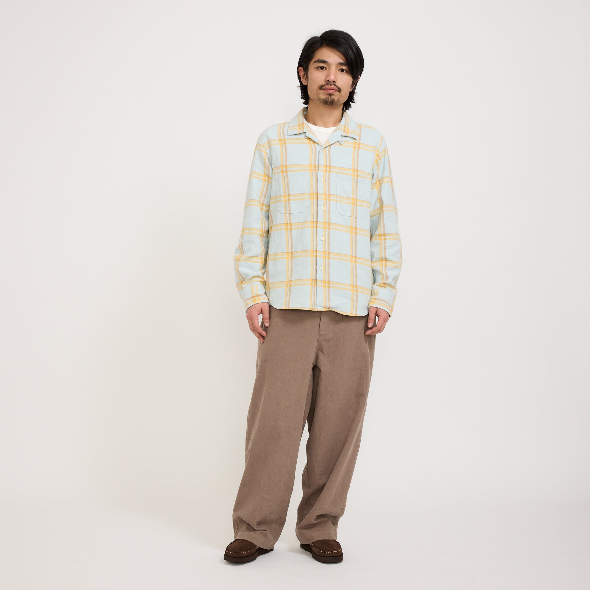 Universal Works | Work Shirt Slub Twill Check Blue | Maplestore