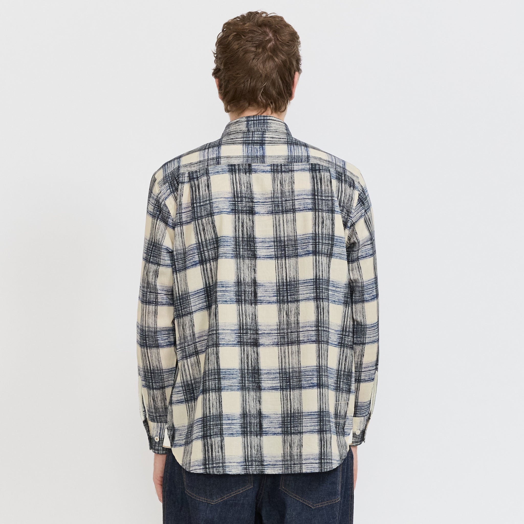 Universal Works | Square Pocket Shirt Window Panes Navy | Maplestore