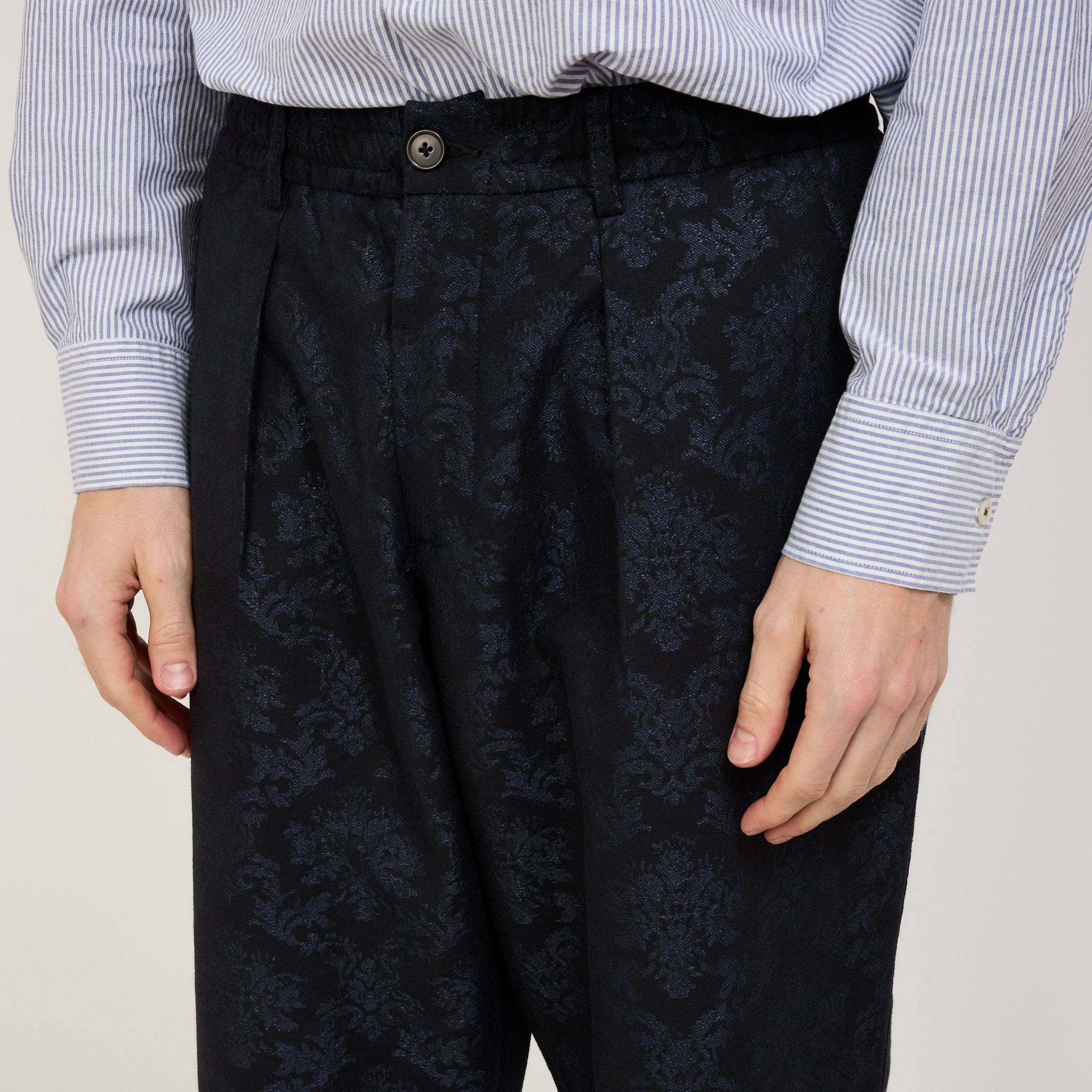 Universal Works | Oxford Pant Black Starry Night Cotton Mix | Maplestore