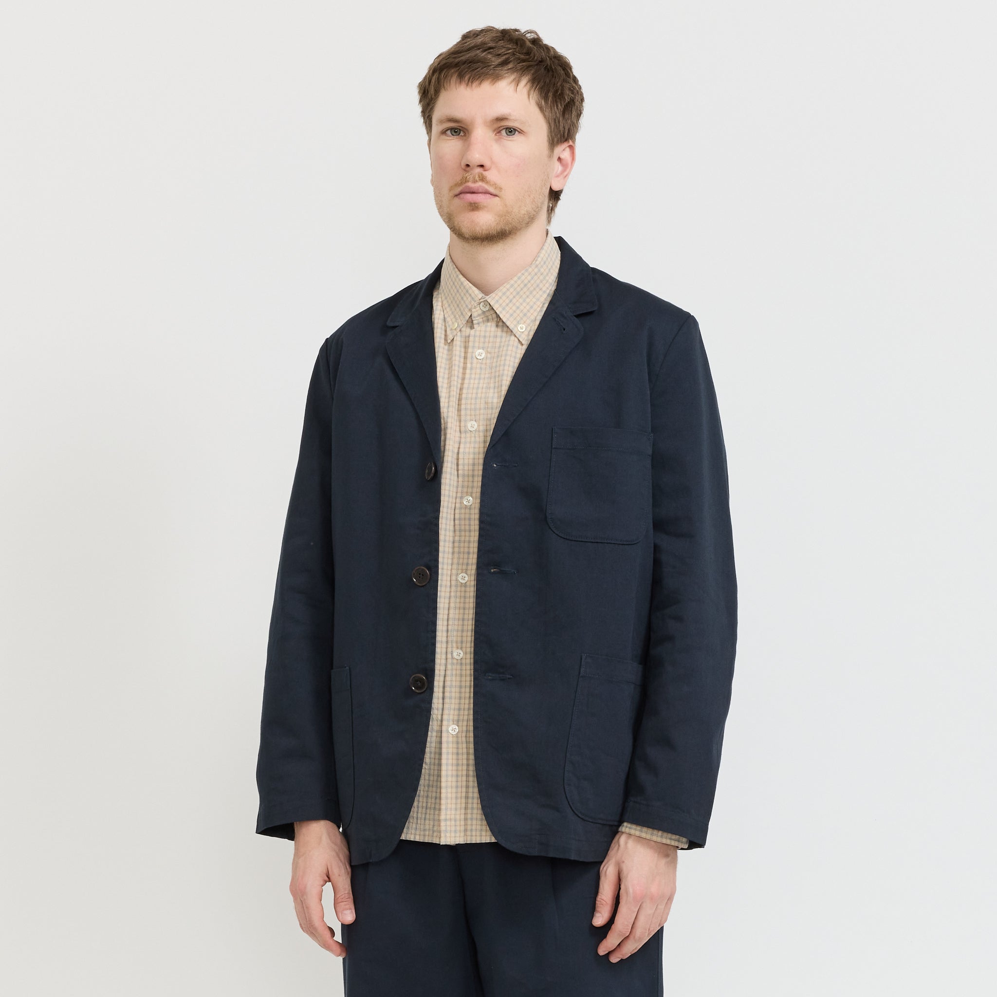 Three Button Jacket Twill Navy