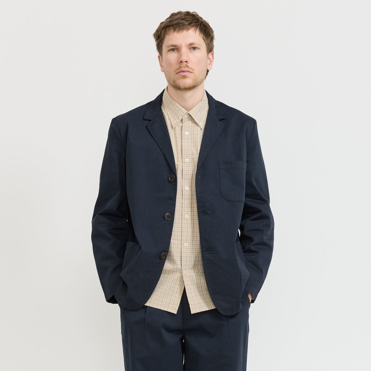 Three Button Jacket Twill Navy | Universal Works at Maplestore