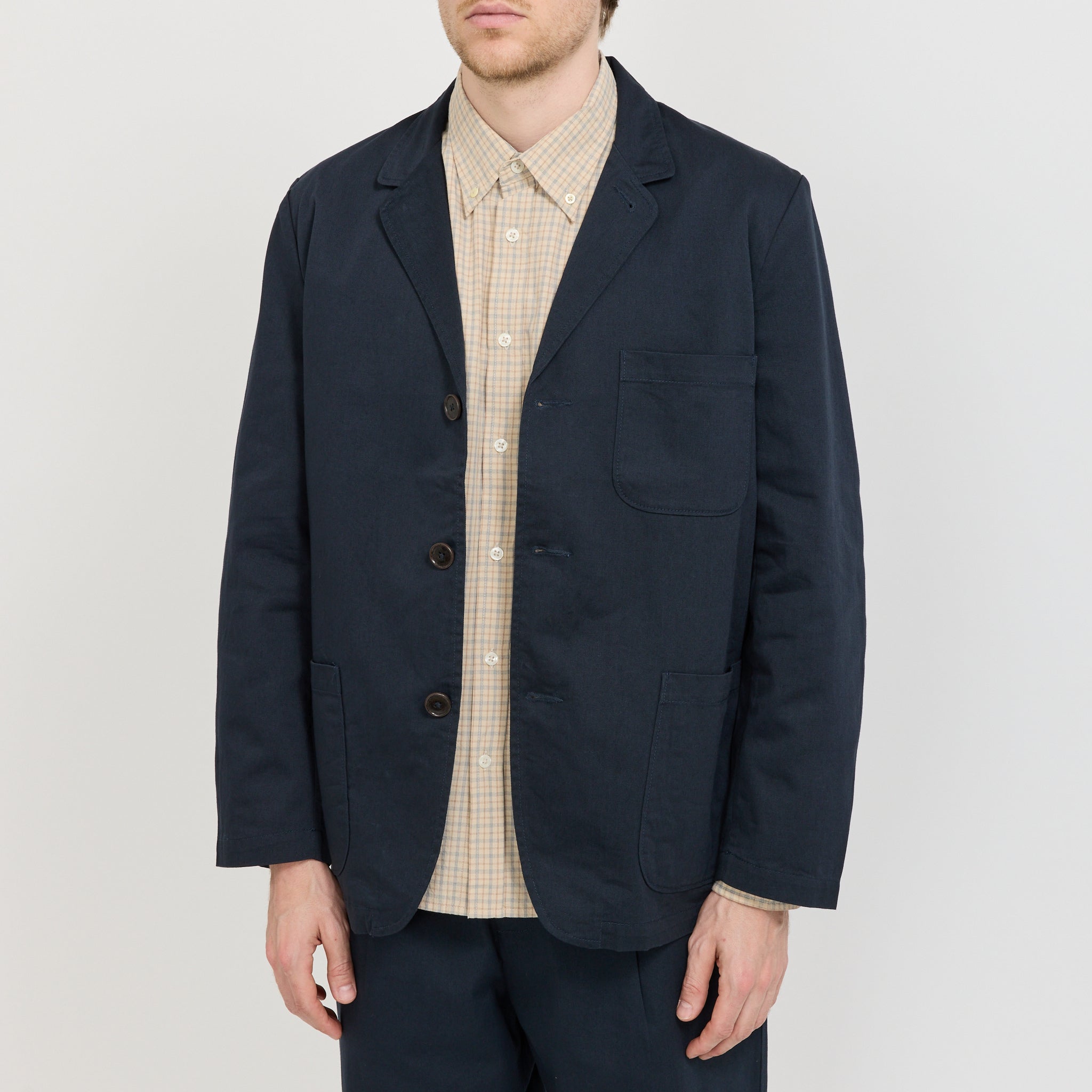 Three Button Jacket Twill Navy