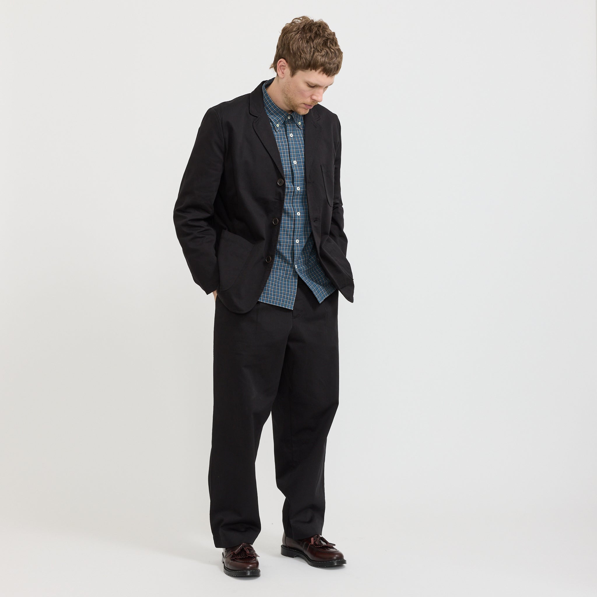 Three Button Jacket Twill Black
