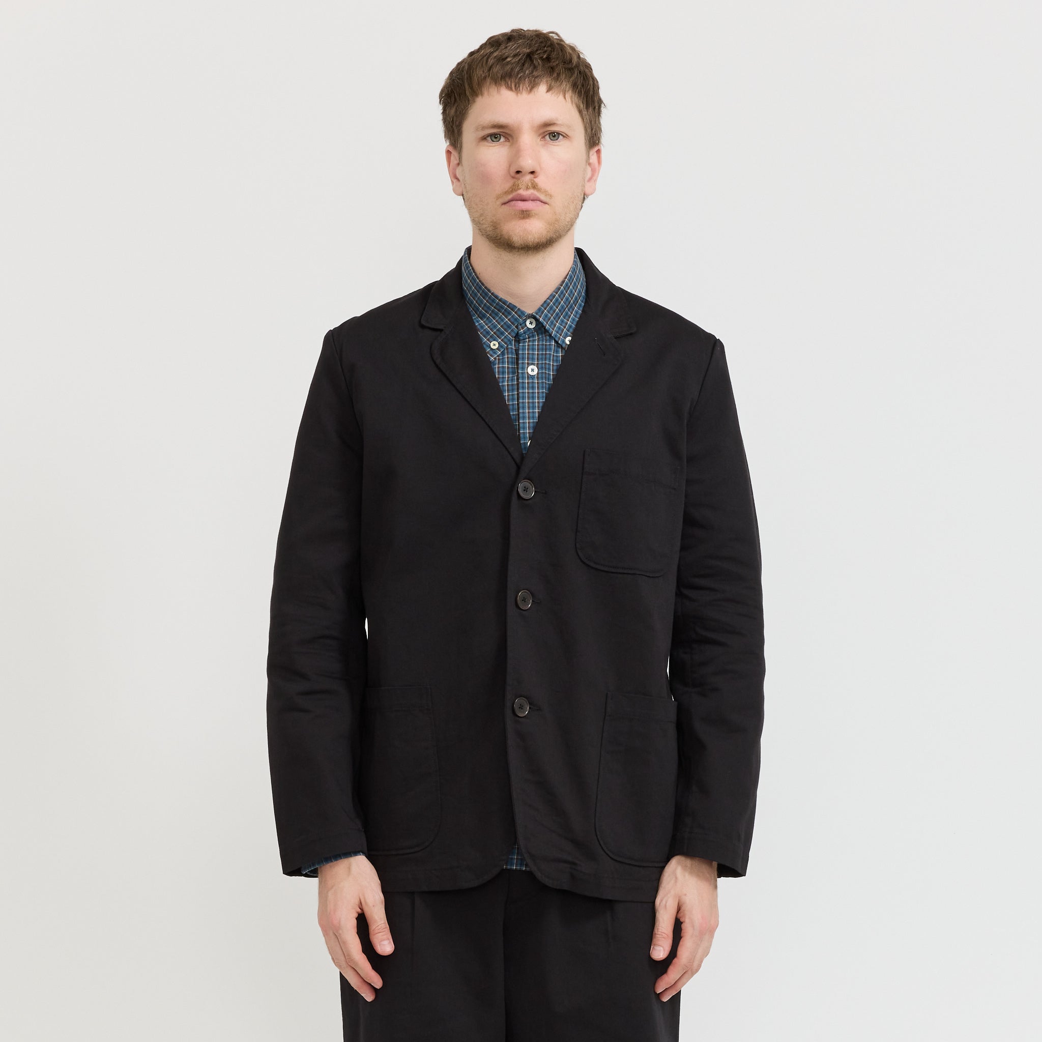 Universal Works | Three Button Jacket Twill Black | Maplestore