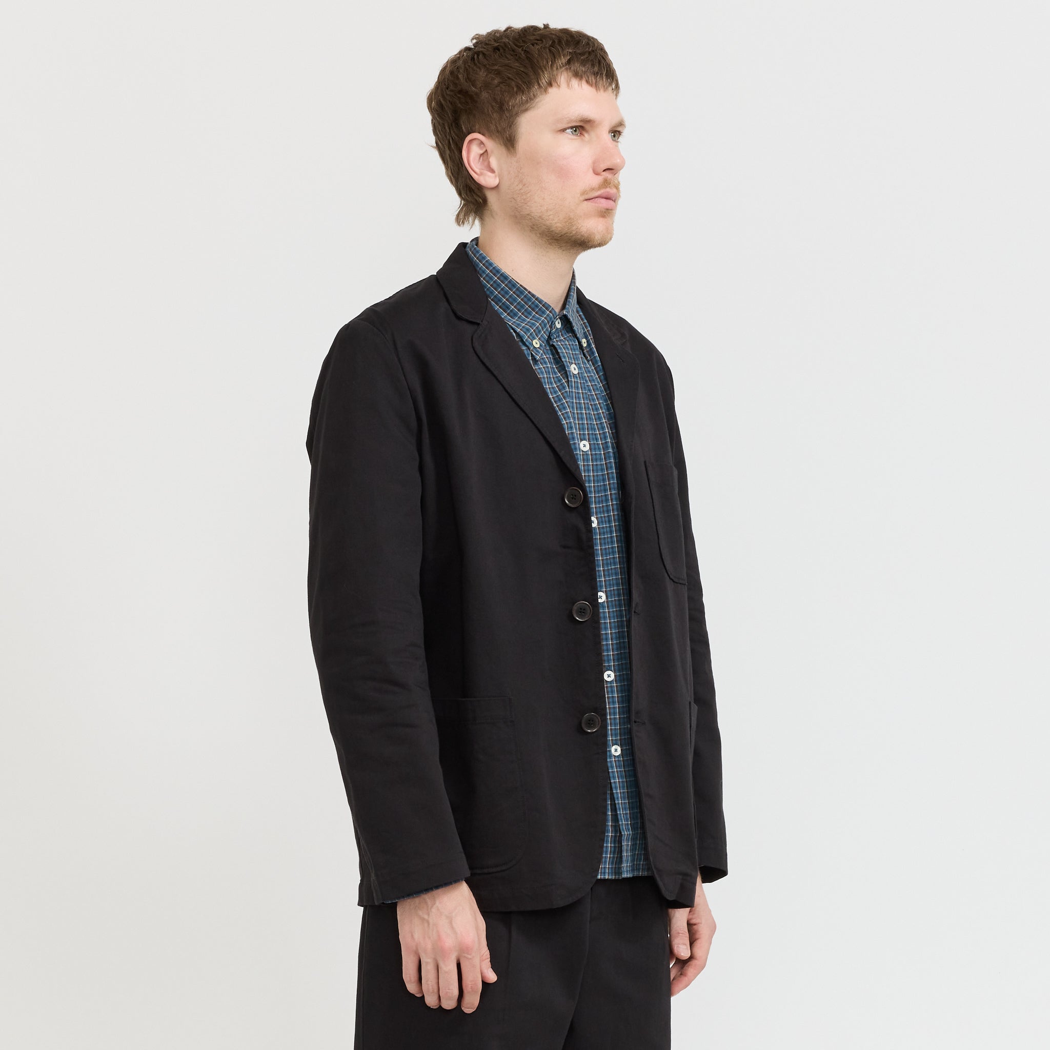 Universal Works | Three Button Jacket Twill Black | Maplestore