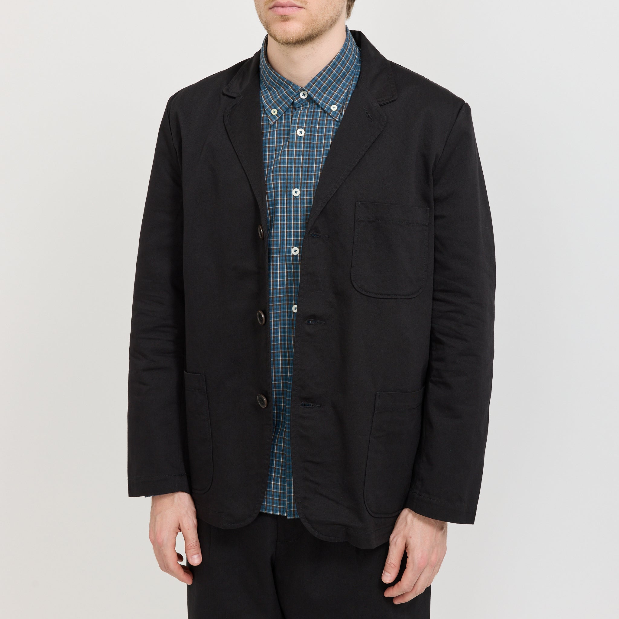 Universal Works | Three Button Jacket Twill Black | Maplestore