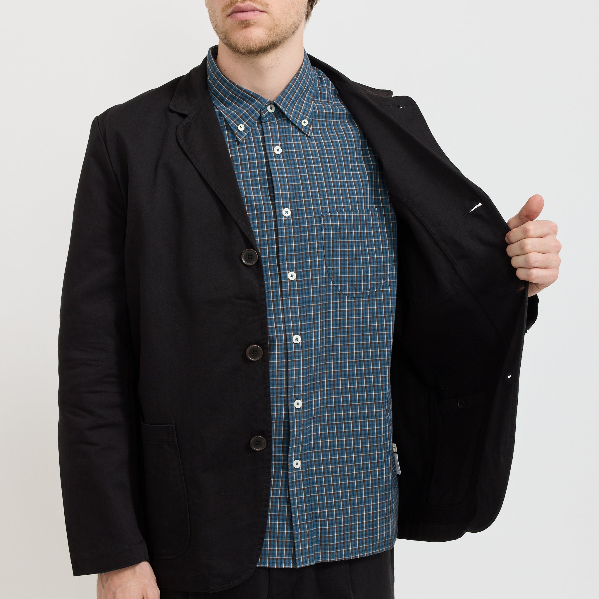 Universal Works | Three Button Jacket Twill Black | Maplestore