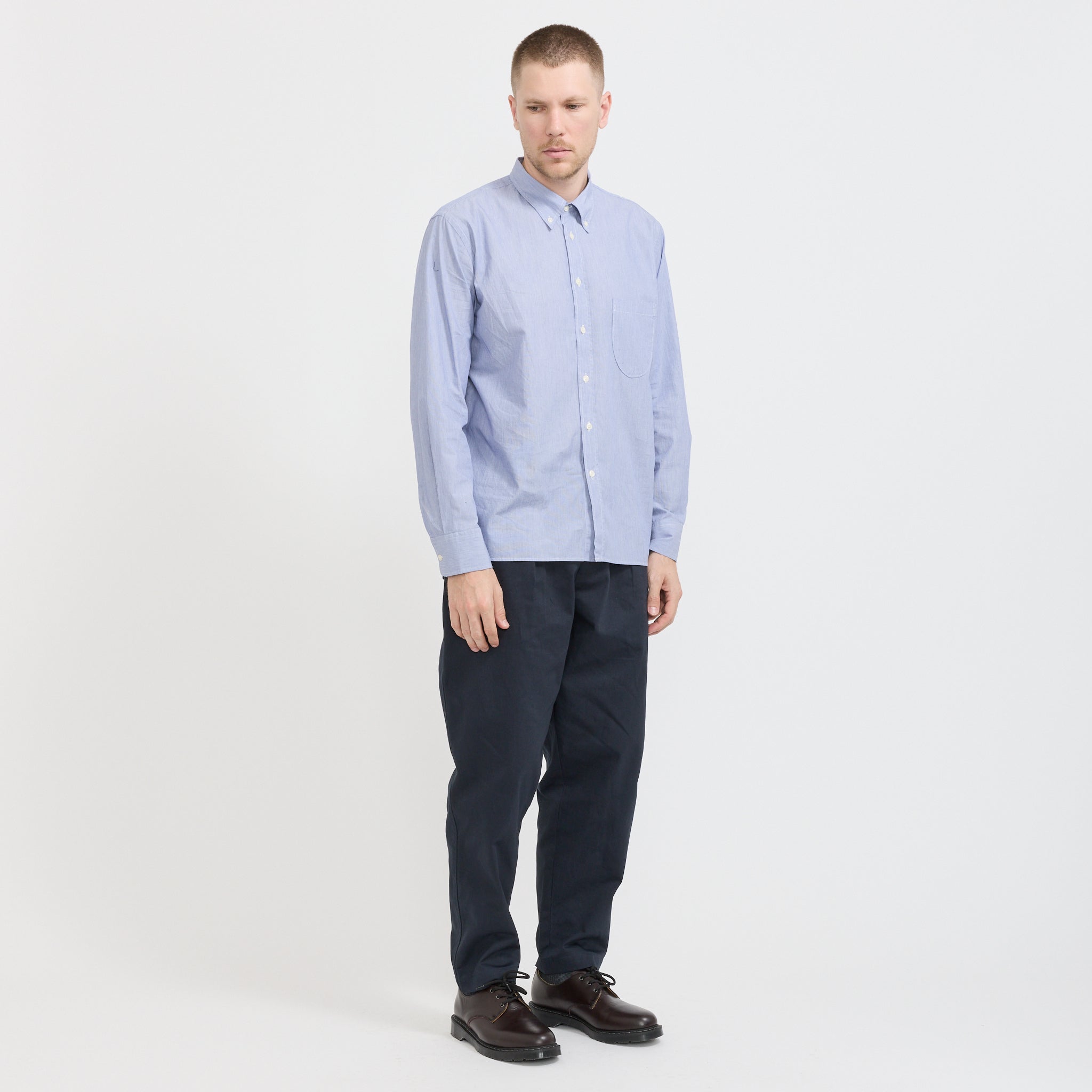 Pleated Track Pant Twill Navy