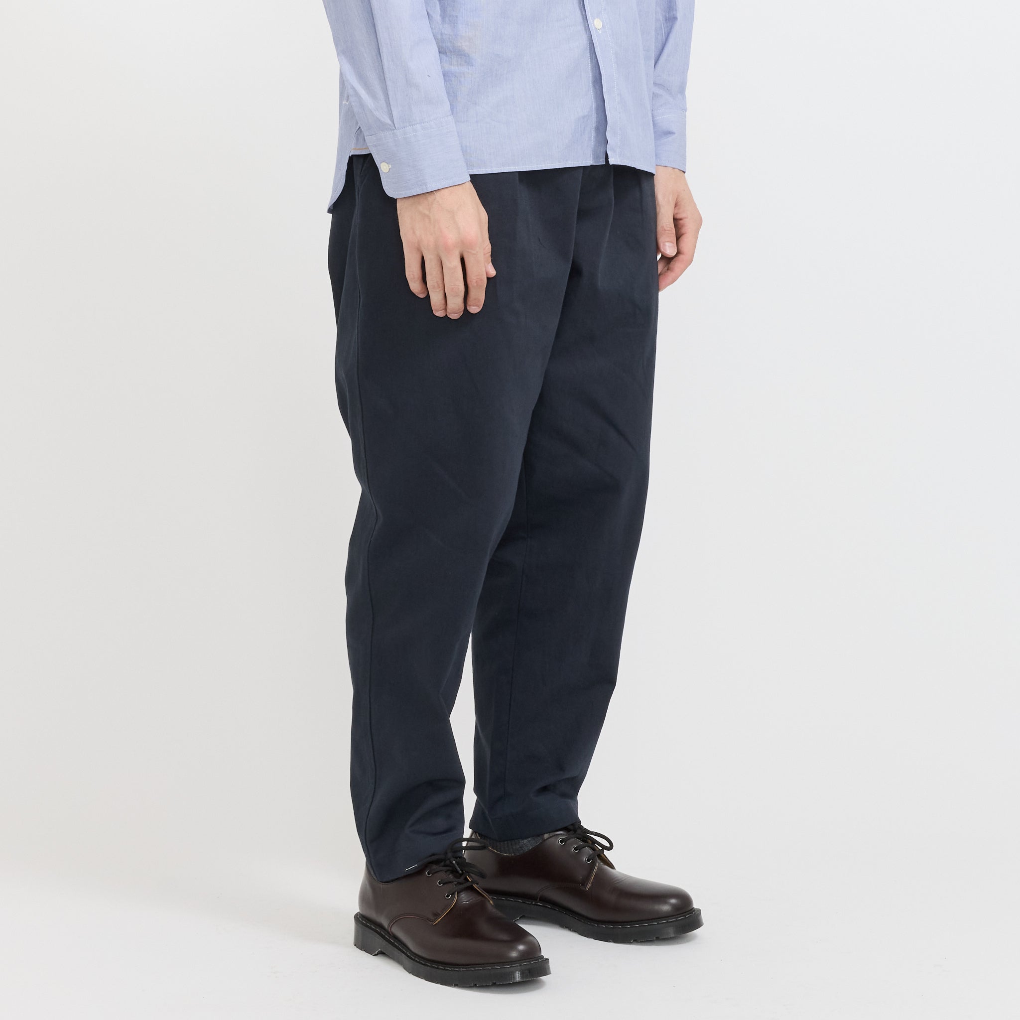 Pleated Track Pant Twill Navy