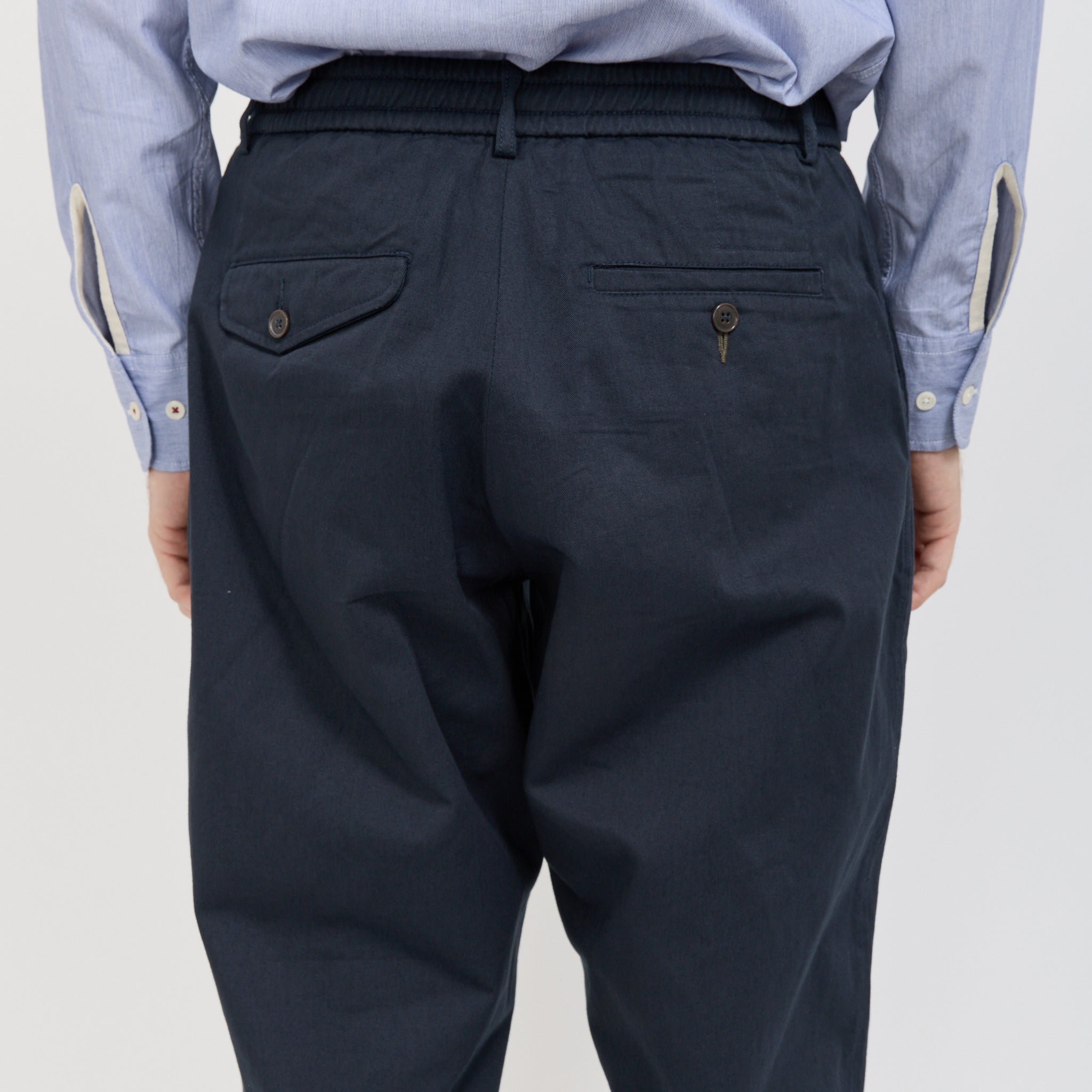Pleated Track Pant Twill Navy
