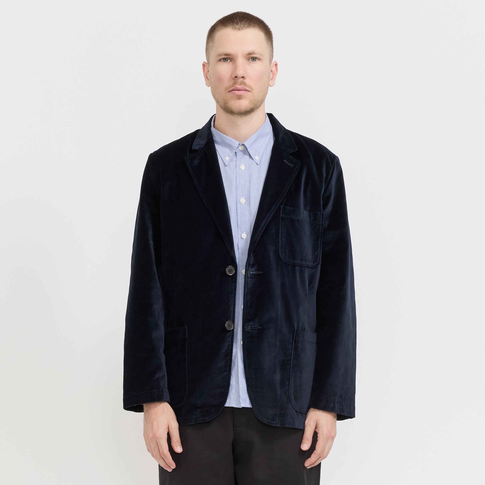 Two Button Jacket Velveteen Navy